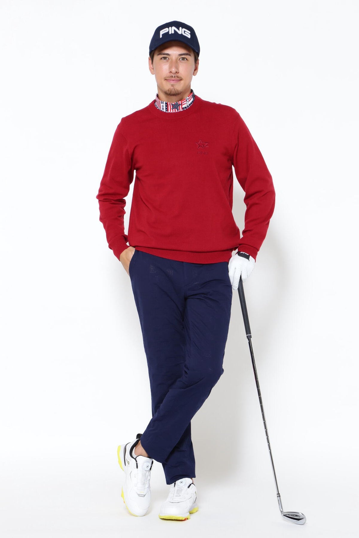 【PING APPAREL】10色展開 プレーンニッティング クルーネックニット ＜NATIVE＞ (MENS)