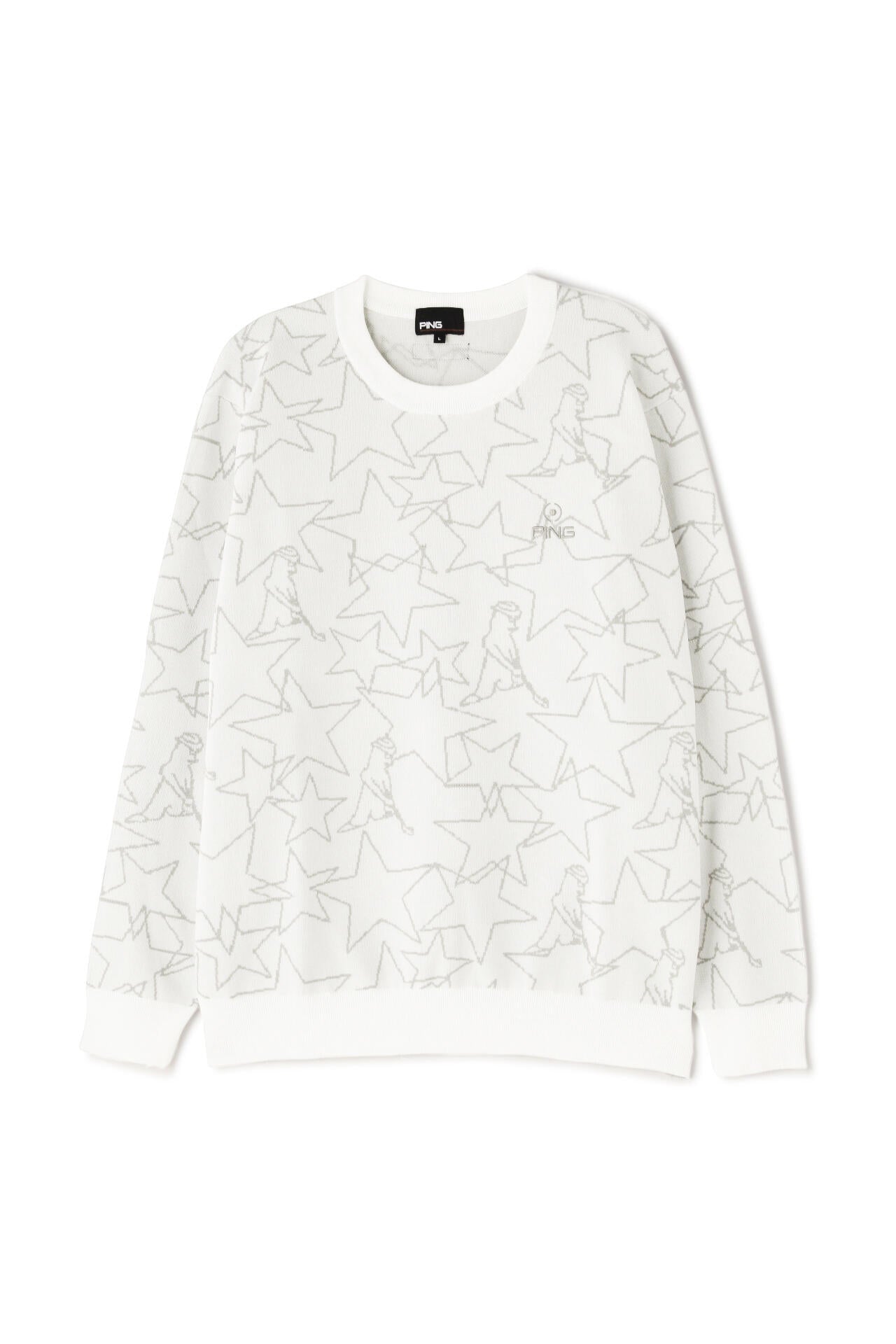 PING APPAREL】星柄×Mr.PING ジャカードクルーネックニットプル