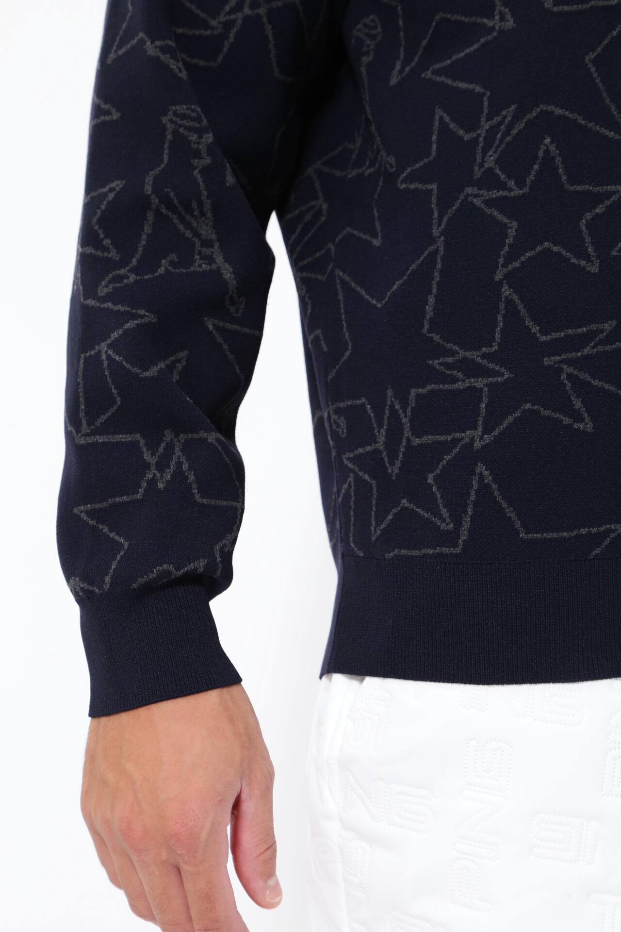 PING APPAREL】星柄×Mr.PING ジャカードクルーネックニットプル