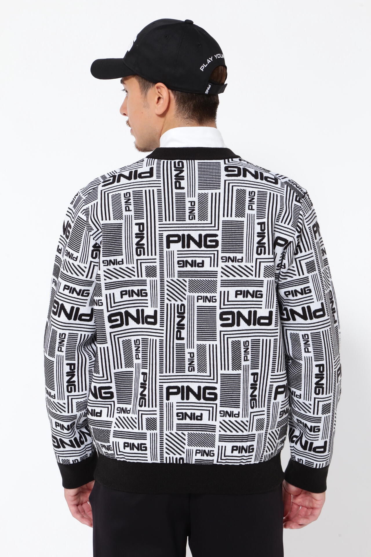【モコさん専用】新品！PING APPARELクールマックスエコメイド ドビーブ PING APPAREL】Arizona maze柄防風裏付き クルーネックニット