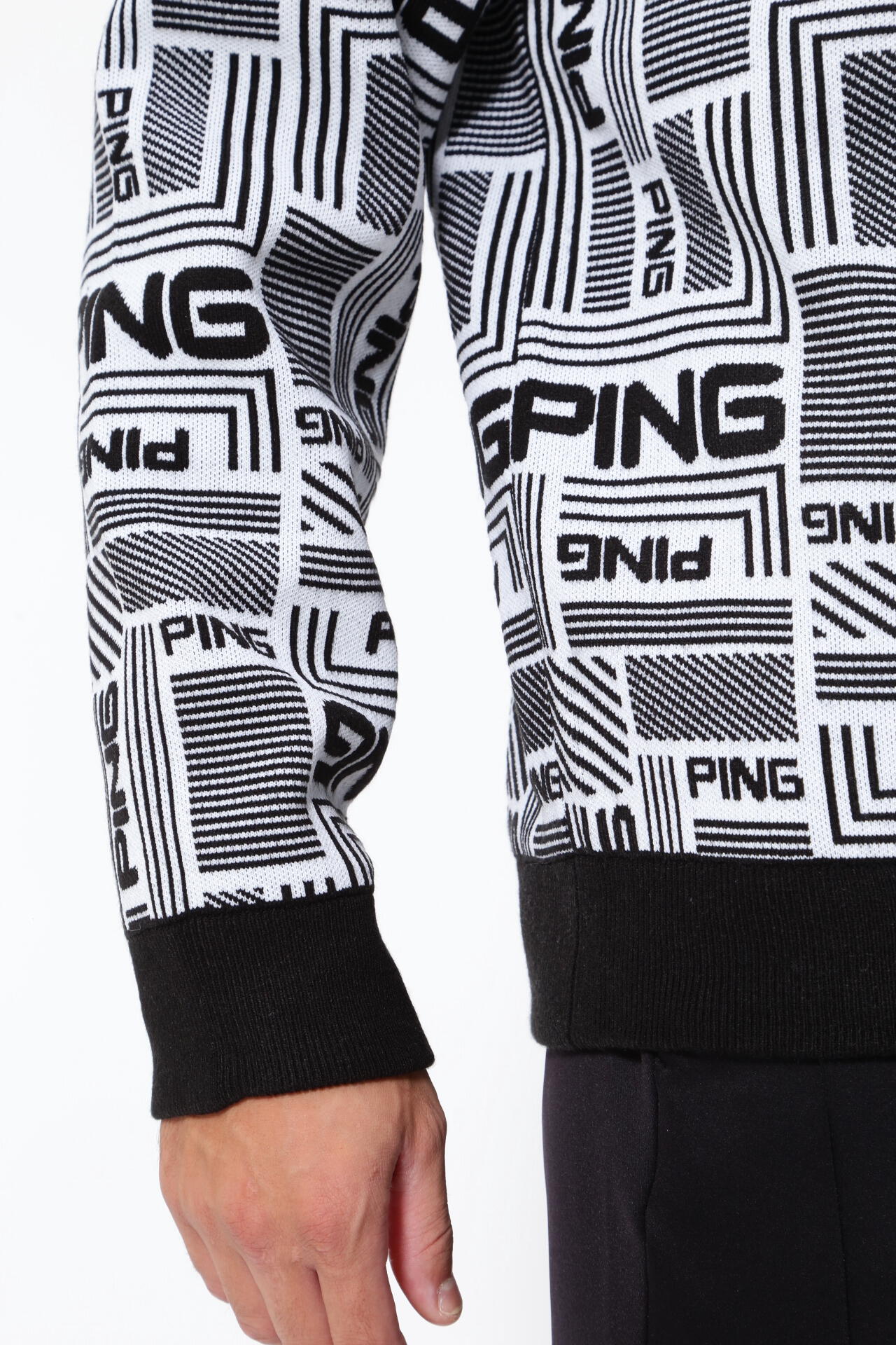 PING APPAREL】Arizona maze柄防風裏付き クルーネックニット
