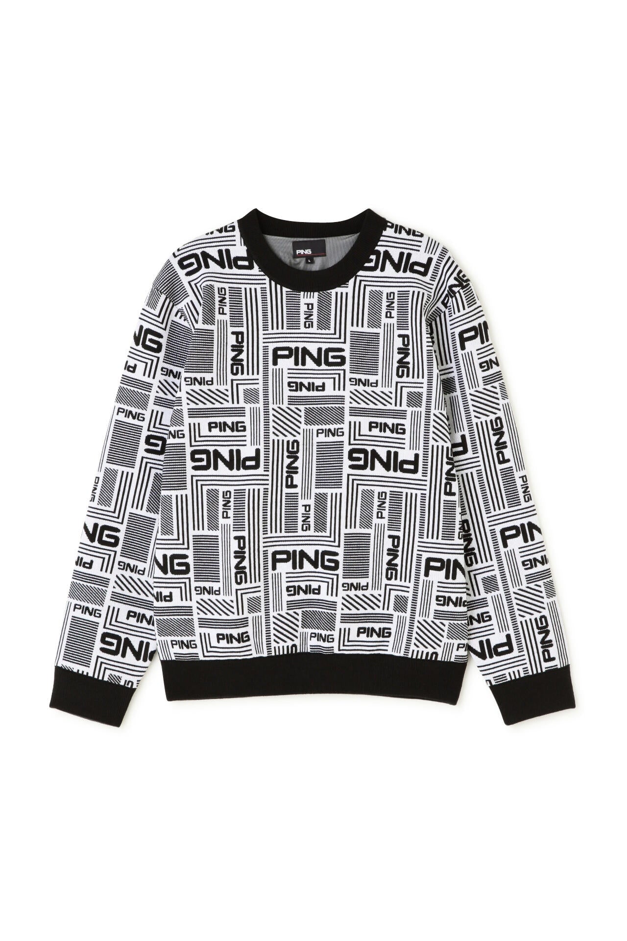 PING APPAREL】Arizona maze柄防風裏付き クルーネックニットプル