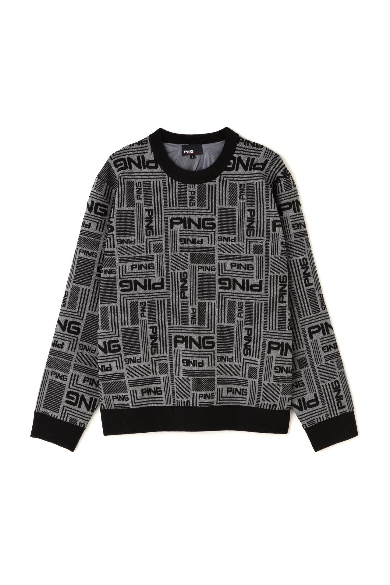 PING APPAREL】Arizona maze柄防風裏付き クルーネックニットプル