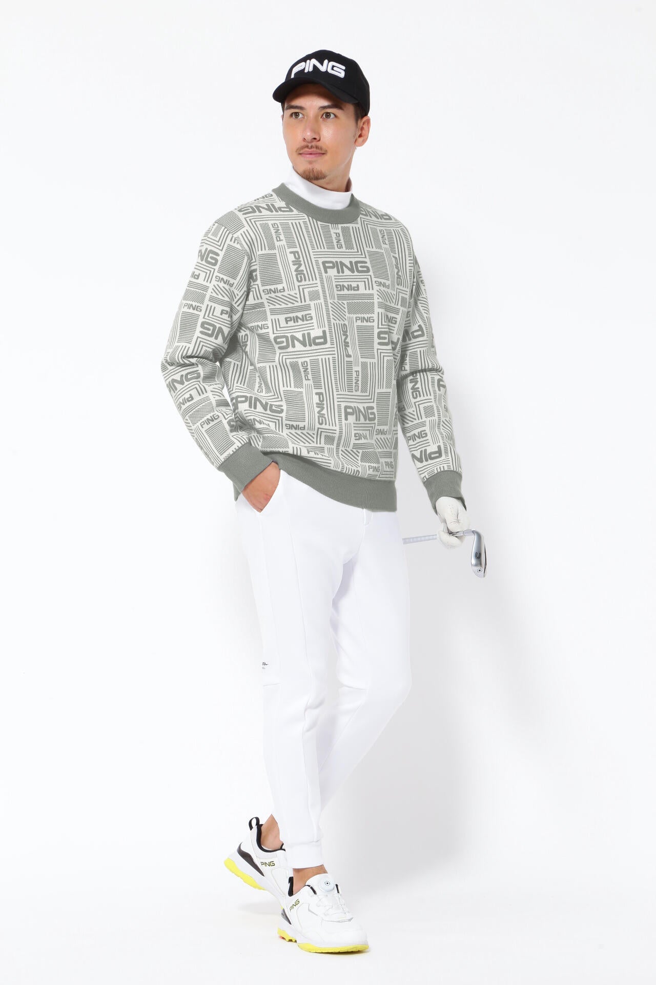 ピン アパレル メンズ クルーネックニット (Arizona maze柄・防風裏地仕様) / ゴルフ / 621-3270005 021_ト PING APPARELArizona maze柄防風裏付き クルーネックニットプル