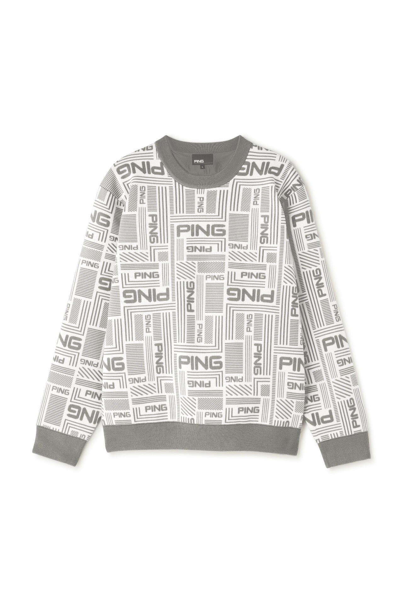 PING APPAREL】Arizona maze柄防風裏付き クルーネックニット PING APPAREL】Arizona maze柄防風裏付き クルーネックニット