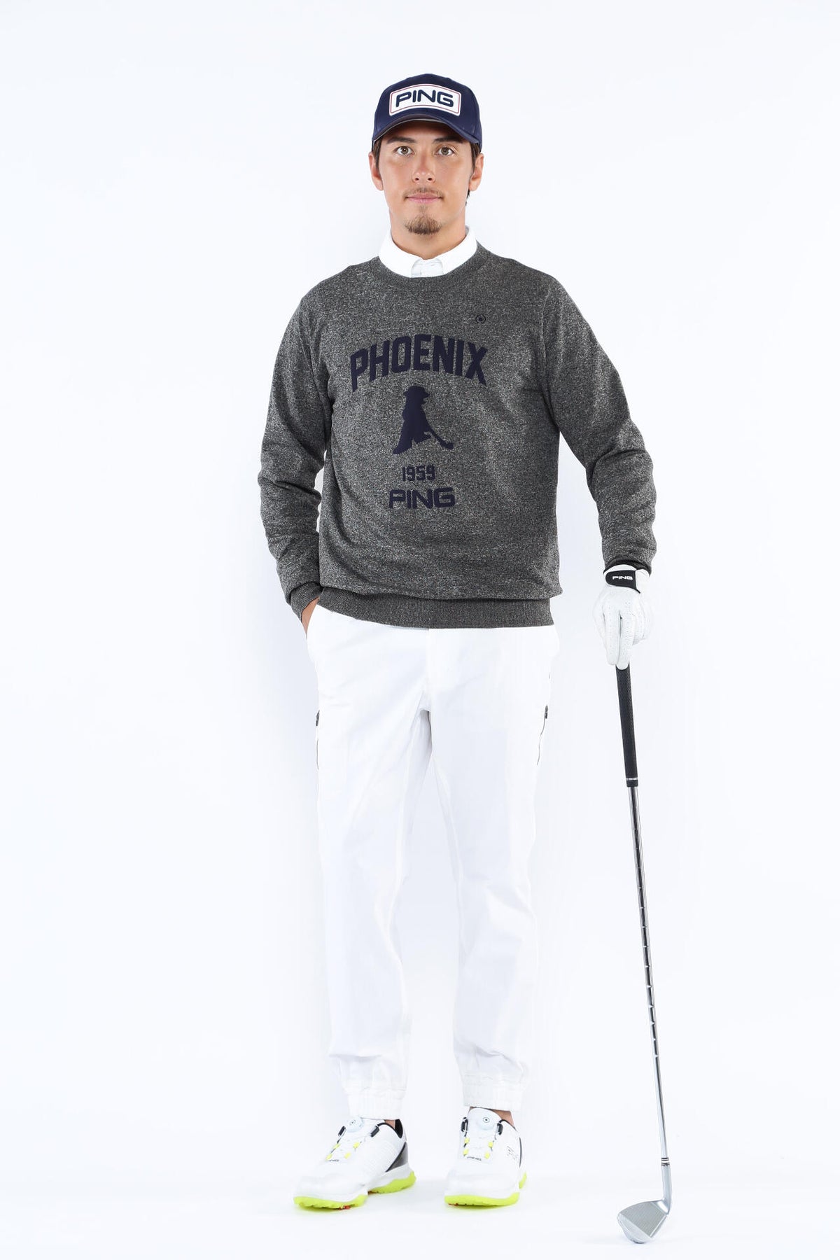 【PING APPAEREL】PHOENIX Mr.PINGジャガード軽量クルーネックニットプルオーバー ＜NATIVE＞ (MENS)