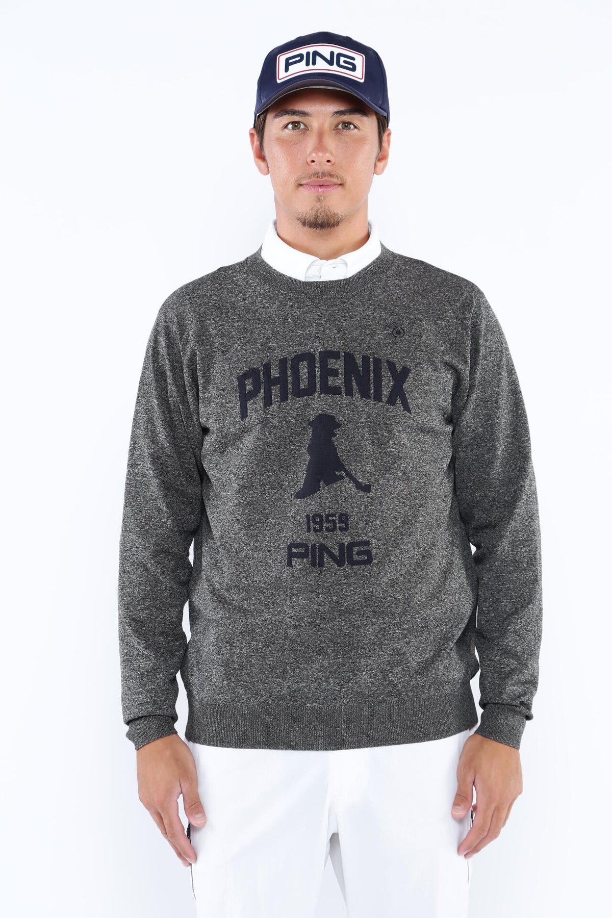 【PING APPAEREL】PHOENIX Mr.PINGジャガード軽量クルーネックニットプルオーバー ＜NATIVE＞ (MENS)