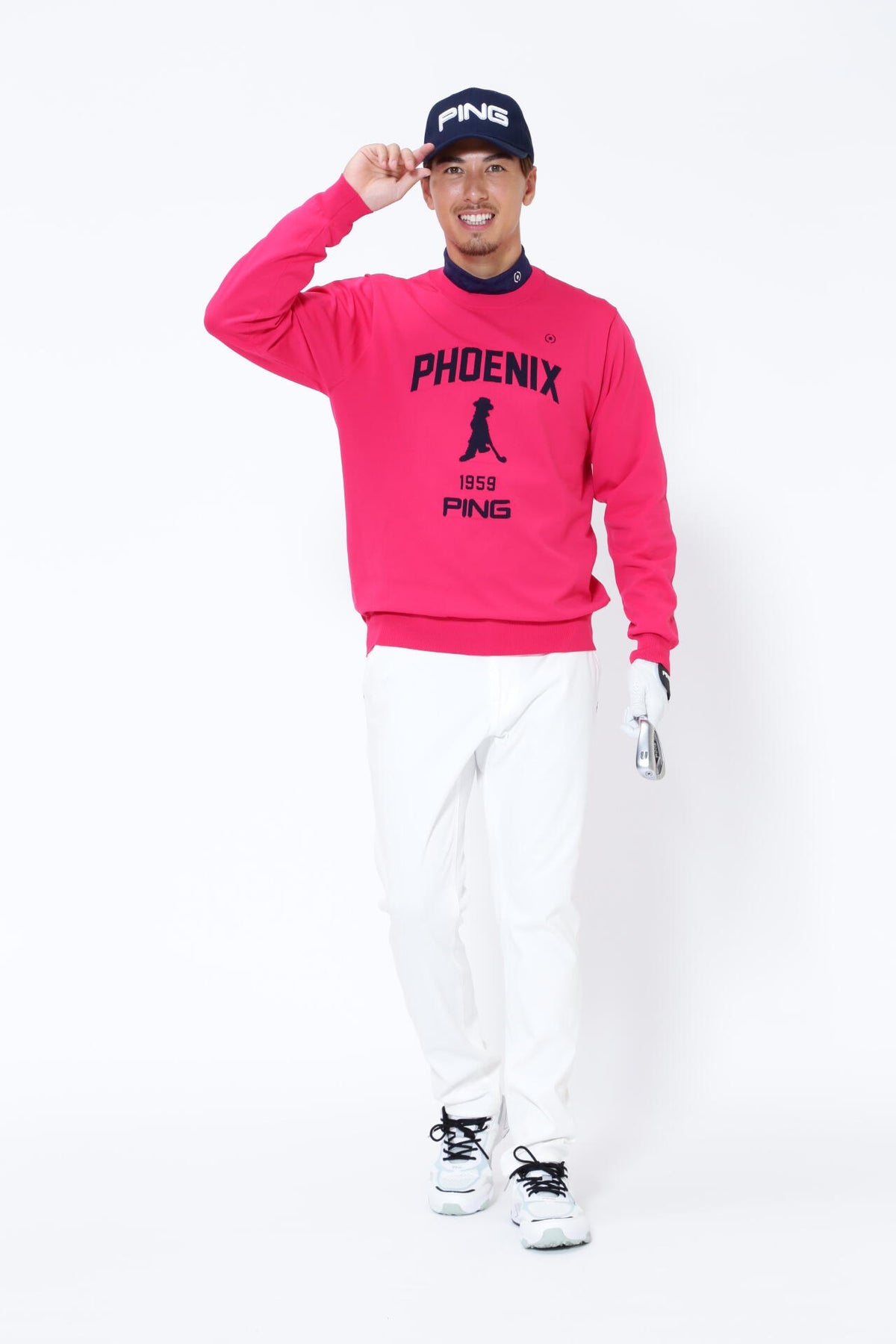 【PING APPAEREL】PHOENIX Mr.PINGジャガード軽量クルーネックニットプルオーバー ＜NATIVE＞ (MENS)