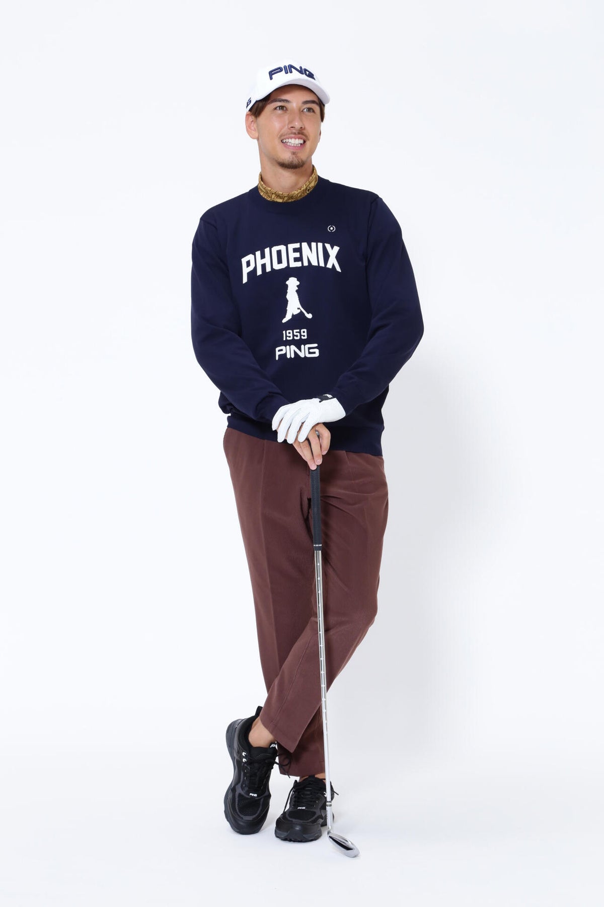 【PING APPAEREL】PHOENIX Mr.PINGジャガード軽量クルーネックニットプルオーバー ＜NATIVE＞ (MENS)