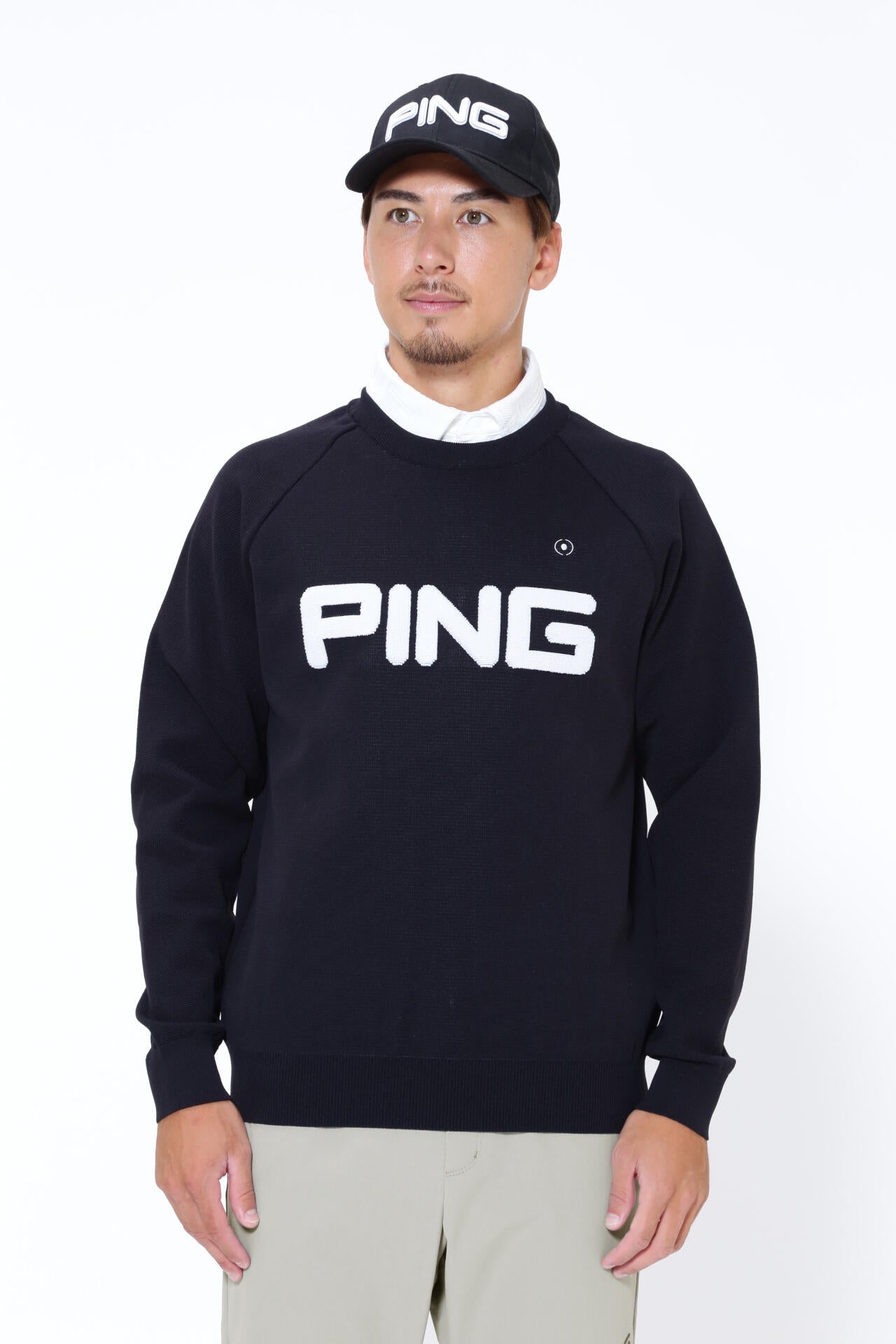 PING APPAREL】PINGロゴパイルジャガード クルーネックニットプル
