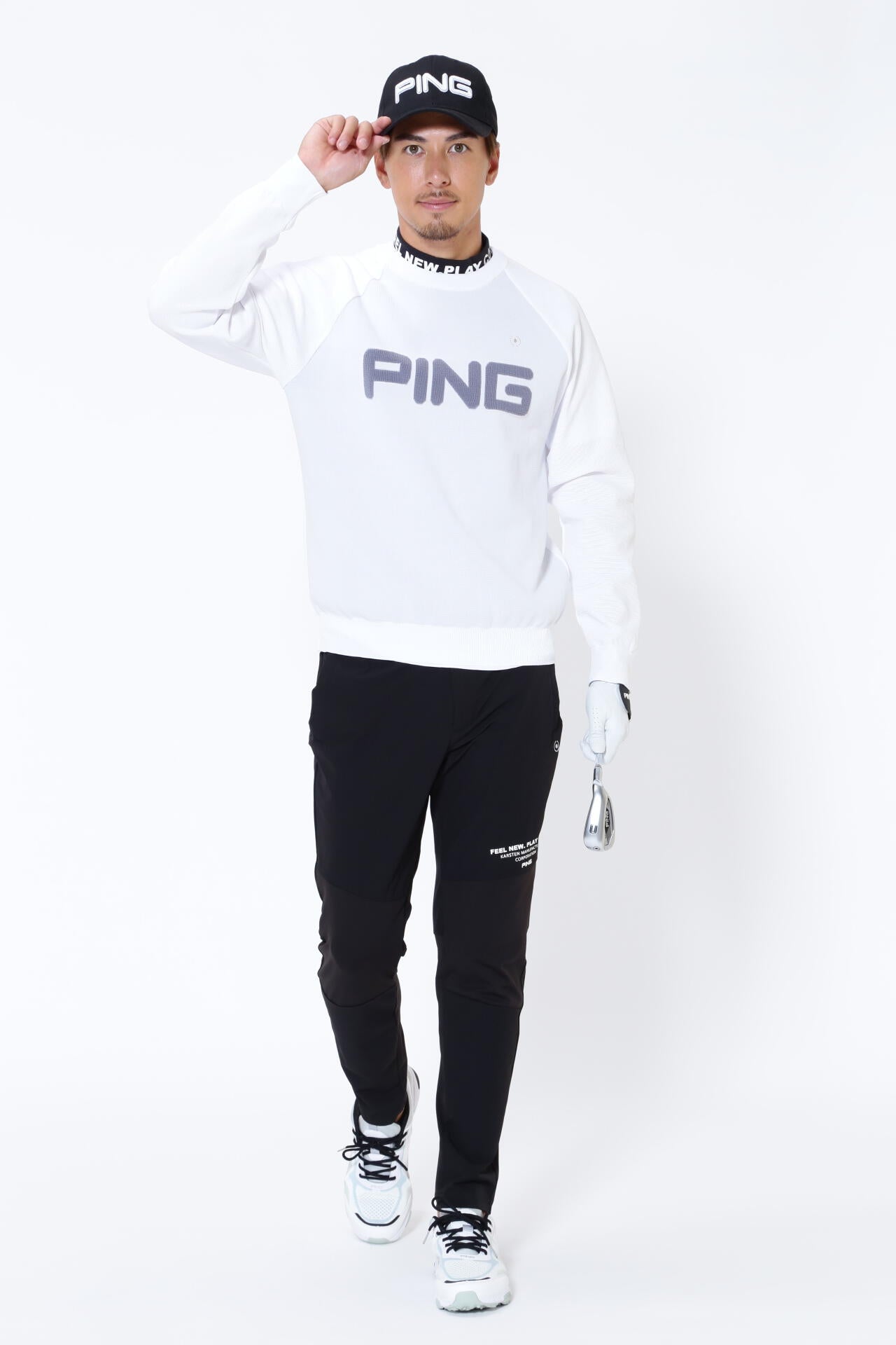 【PING APPAREL】PINGロゴパイルジャガード クルーネックニットプルオーバー ＜PERFORMANCE＞ (MENS)