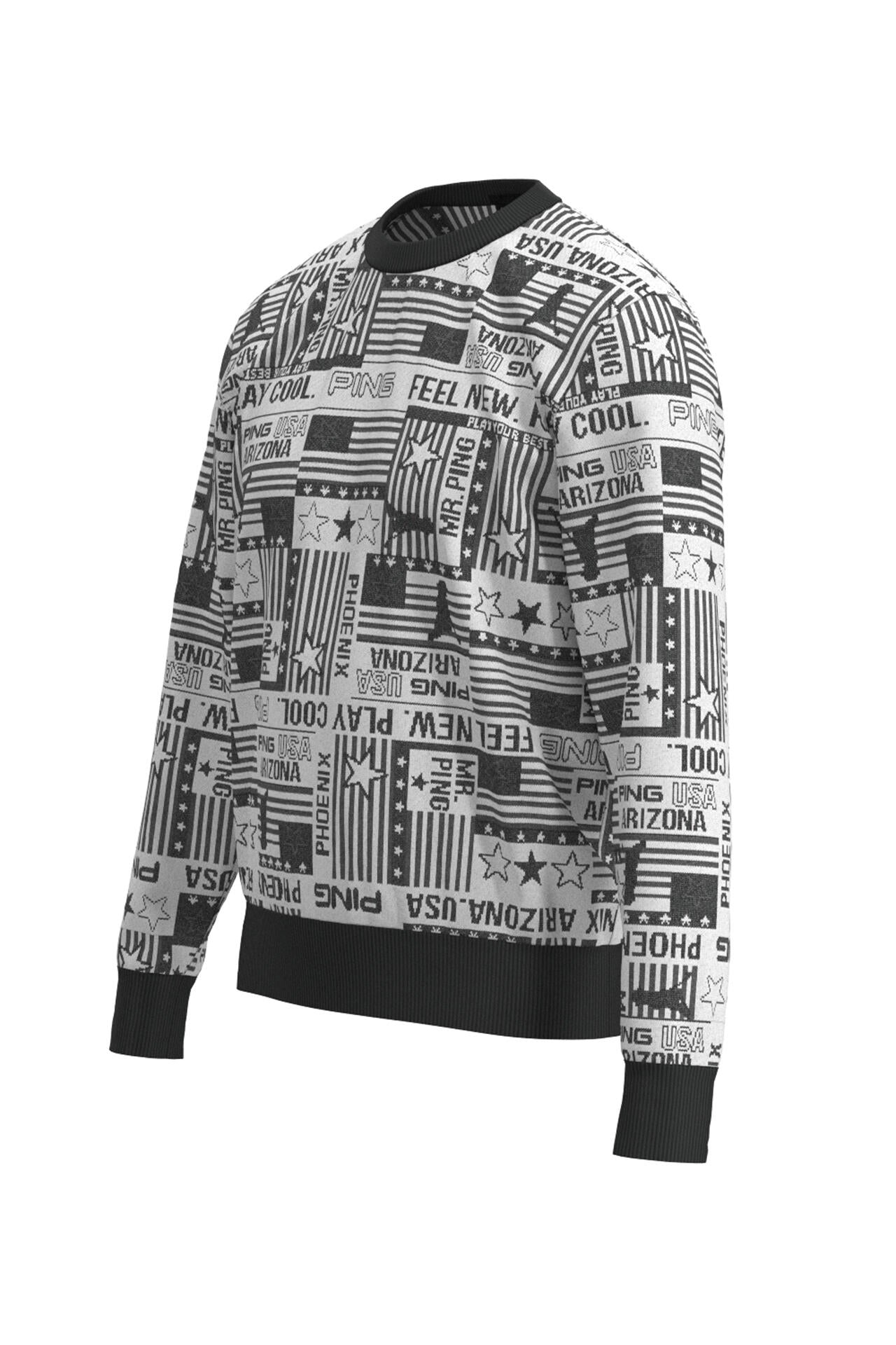 Ping  M様限定 PING APPAREL】Starry三色旗柄ジャカード クルーネックニット プル