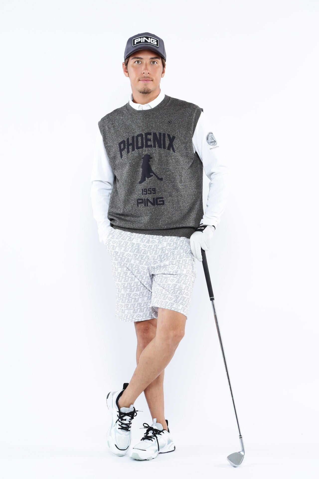PING APPAREL】PHOENIX Mr.PINGジャガード軽量クルーネックニット