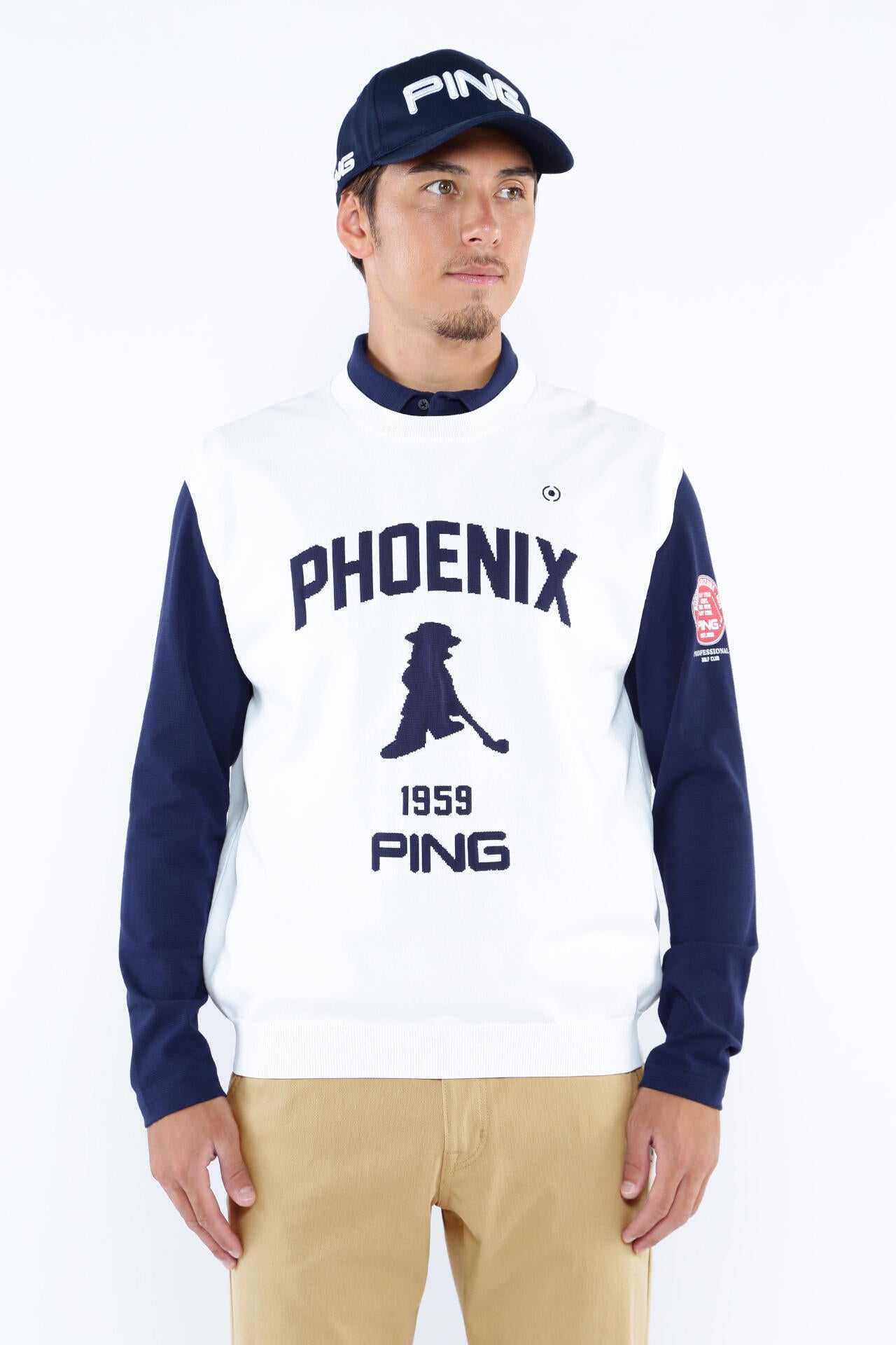PING APPAREL】PHOENIX Mr.PINGジャガード軽量クルーネックニット