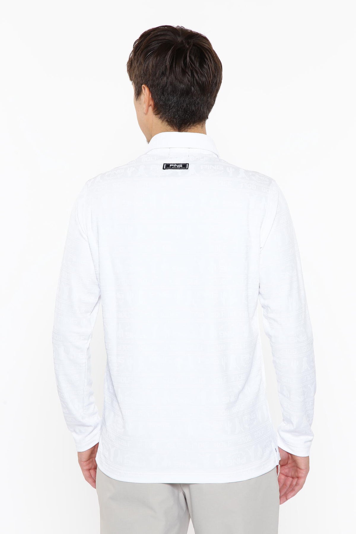 【PING APPAREL】Mr.PING凸凹ボーダージャガード長袖ポロシャツ ＜NATIVE＞ (MENS)