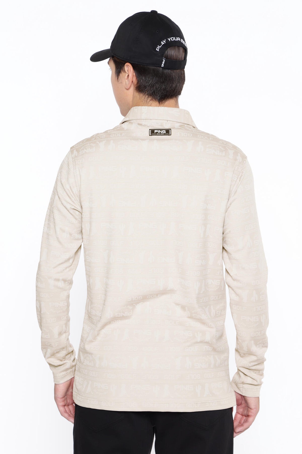 【PING APPAREL】Mr.PING凸凹ボーダージャガード長袖ポロシャツ ＜NATIVE＞ (MENS)