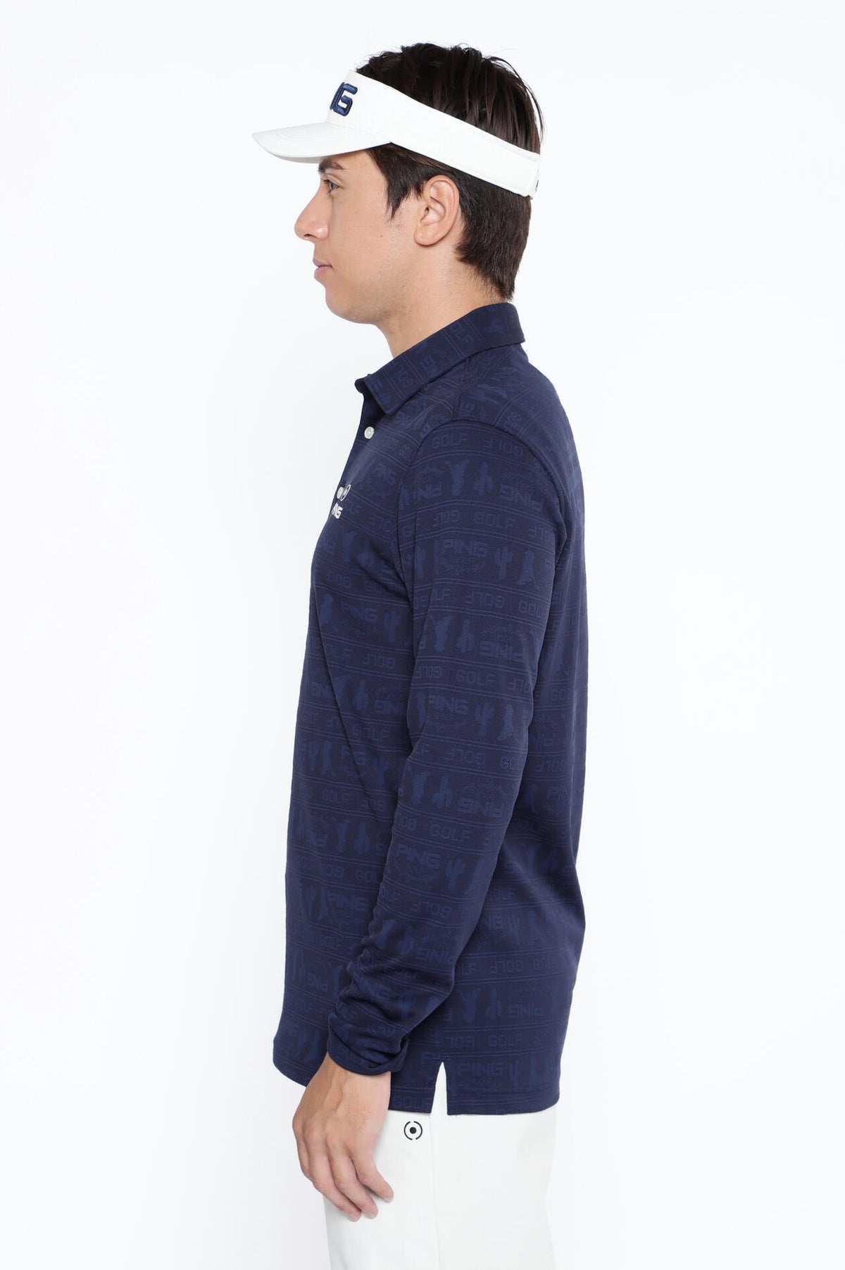 【PING APPAREL】Mr.PING凸凹ボーダージャガード長袖ポロシャツ ＜NATIVE＞ (MENS)