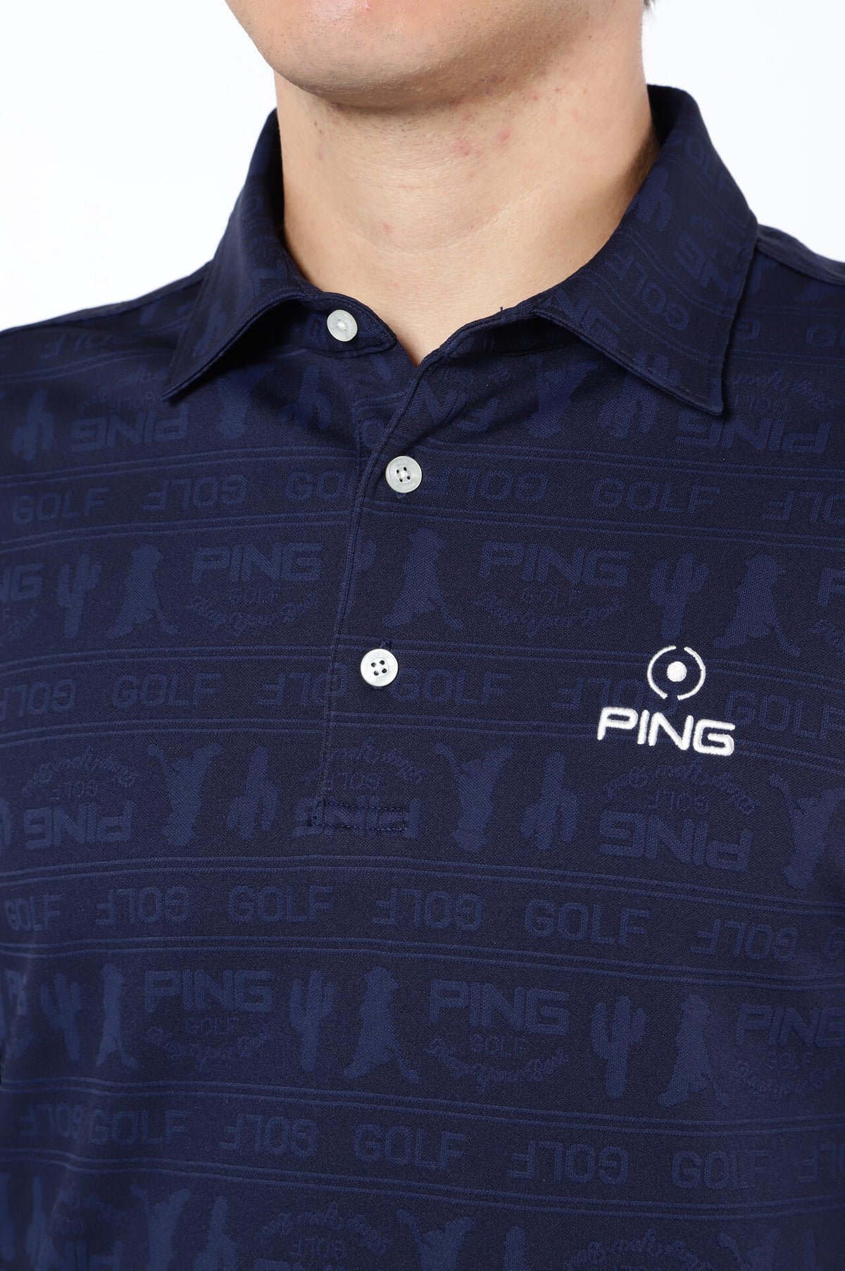 【PING APPAREL】Mr.PING凸凹ボーダージャガード長袖ポロシャツ ＜NATIVE＞ (MENS)