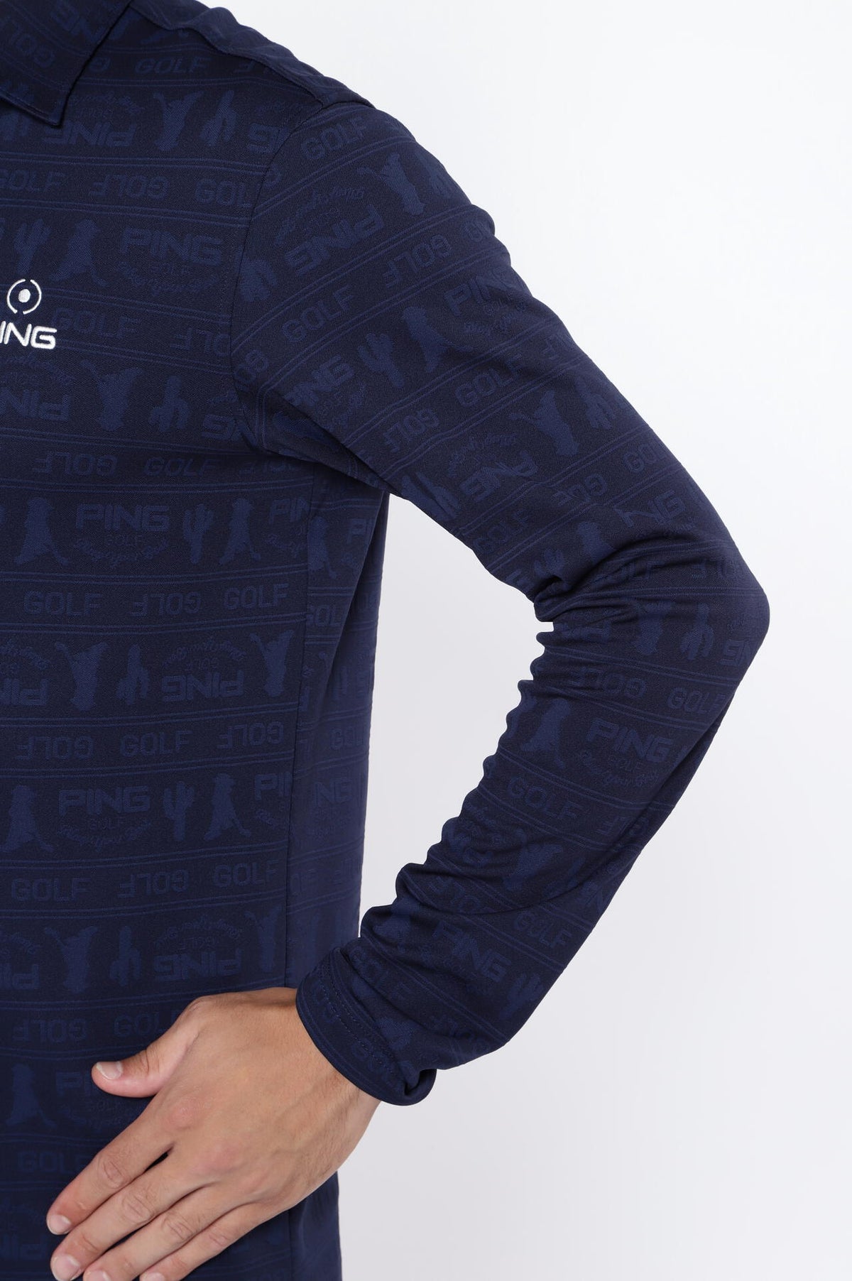 【PING APPAREL】Mr.PING凸凹ボーダージャガード長袖ポロシャツ ＜NATIVE＞ (MENS)