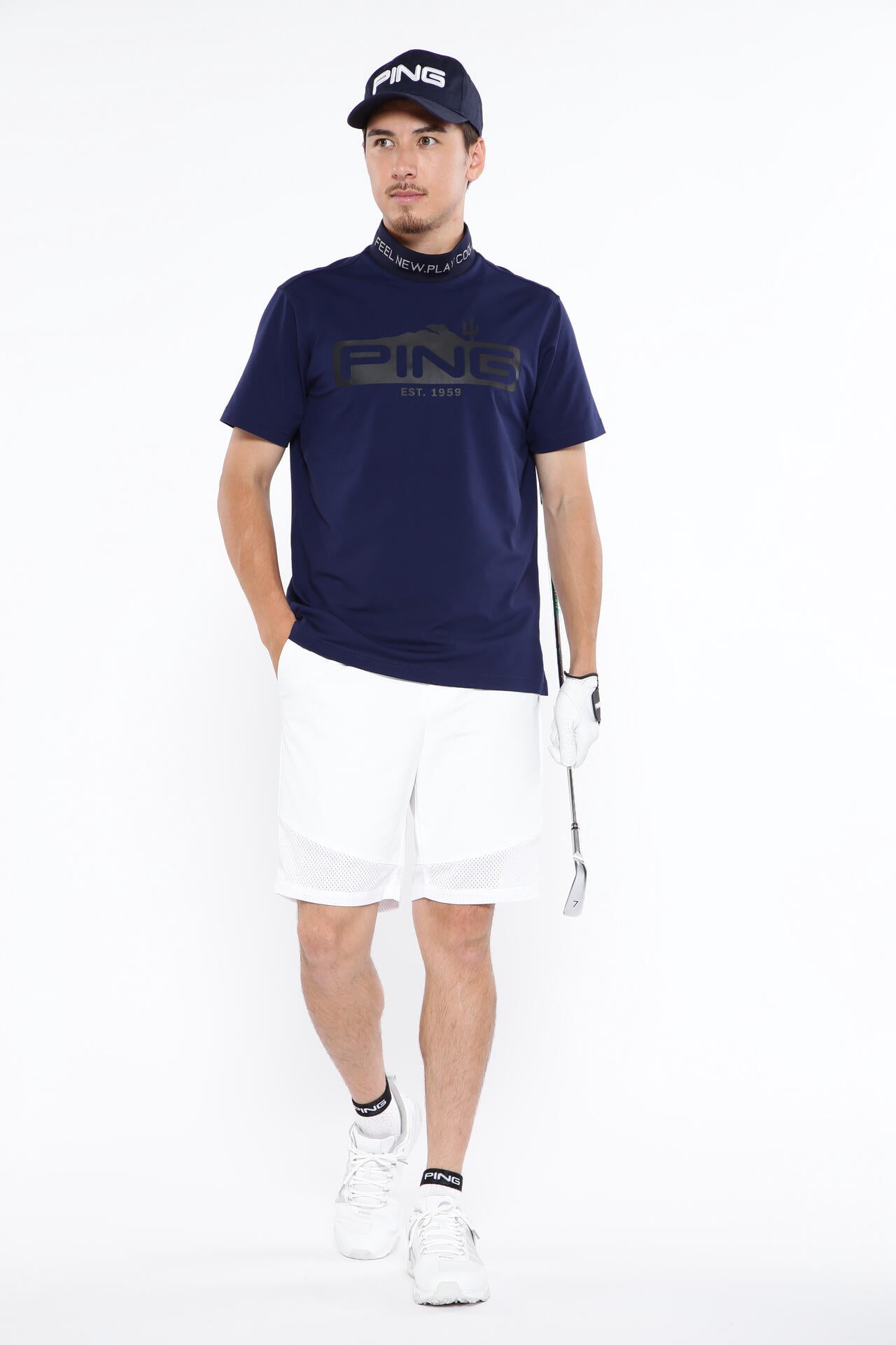 【PING APPAREL】ストレッチカノコ半袖ハイネックカットソー ＜EARLY AUTUMN＞ (MENS)