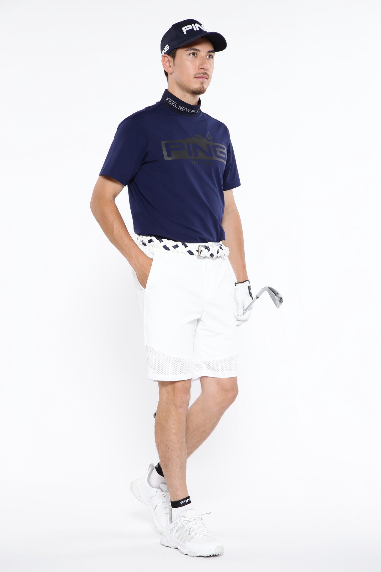 【PING APPAREL】ストレッチカノコ半袖ハイネックカットソー ＜EARLY AUTUMN＞ (MENS)