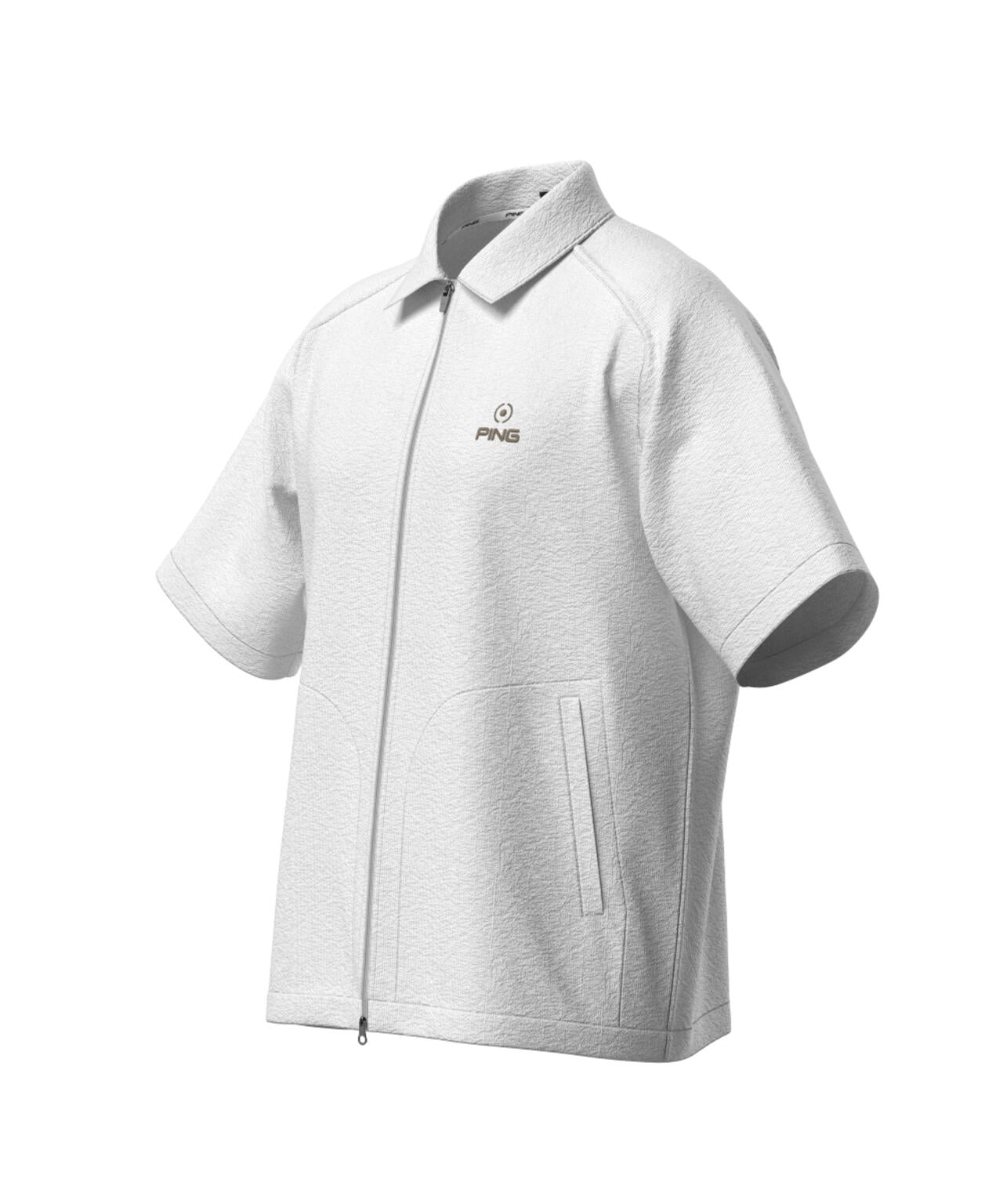 【PING APPAREL】全方向ストレッチサッカー半袖フルジップシャツ ＜NATIVE＞ (MENS)