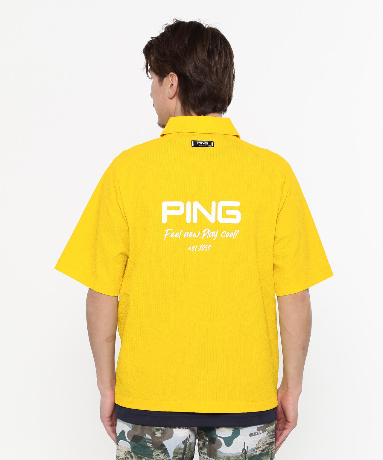 【PING APPAREL】全方向ストレッチサッカー半袖フルジップシャツ ＜NATIVE＞ (MENS)