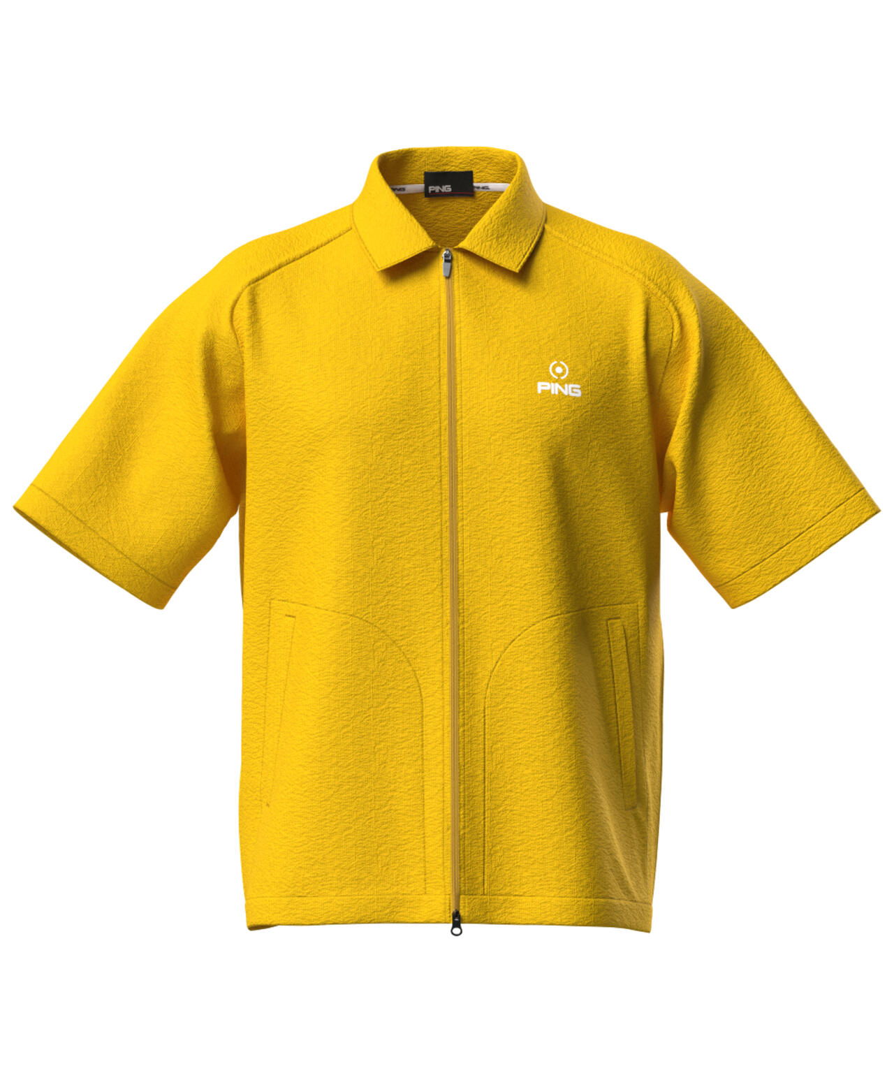 【PING APPAREL】全方向ストレッチサッカー半袖フルジップシャツ ＜NATIVE＞ (MENS)