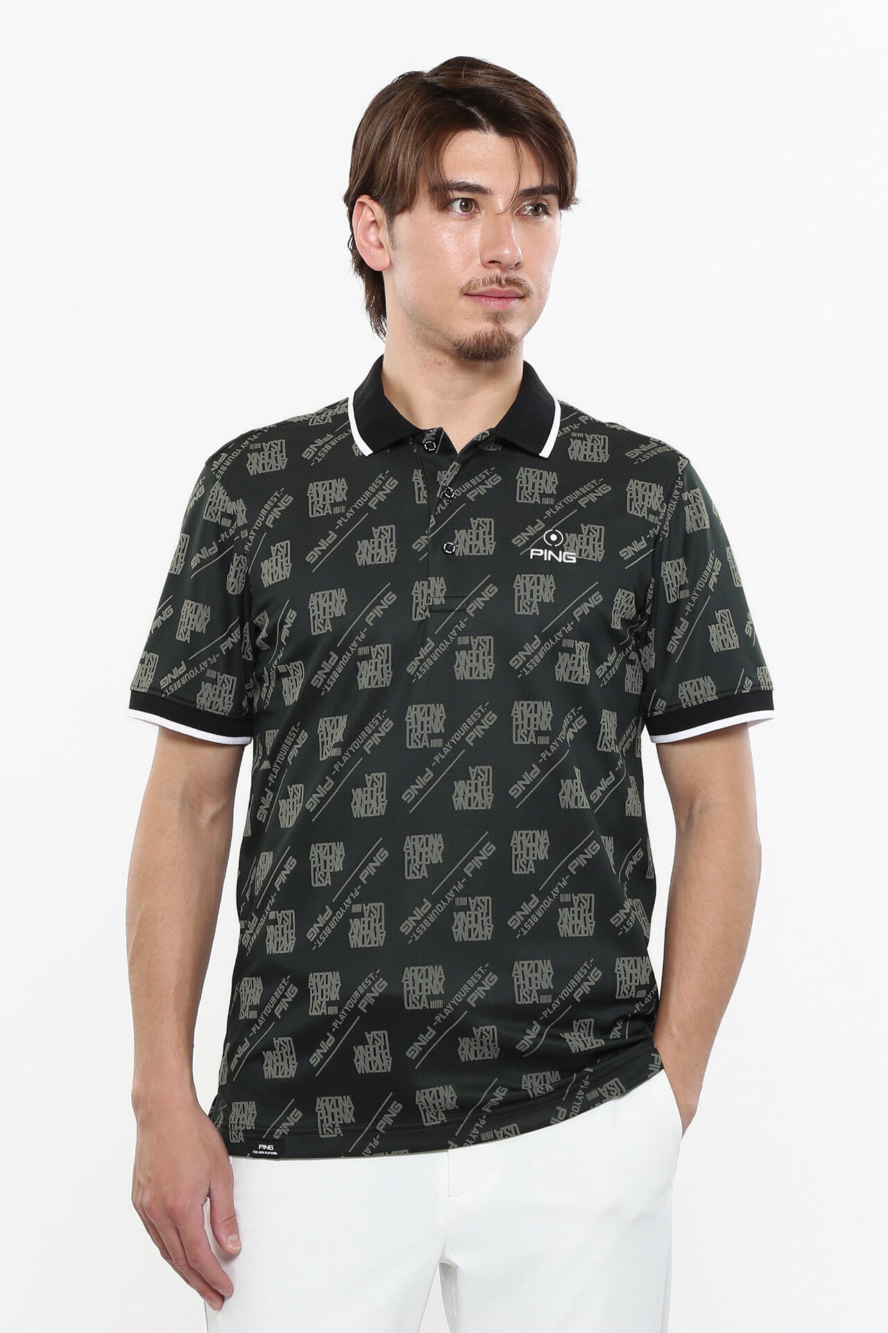 【PING APPAREL】バイアスロゴジャガード 半袖ポロシャツ ＜PERFORMANCE＞ (MENS)