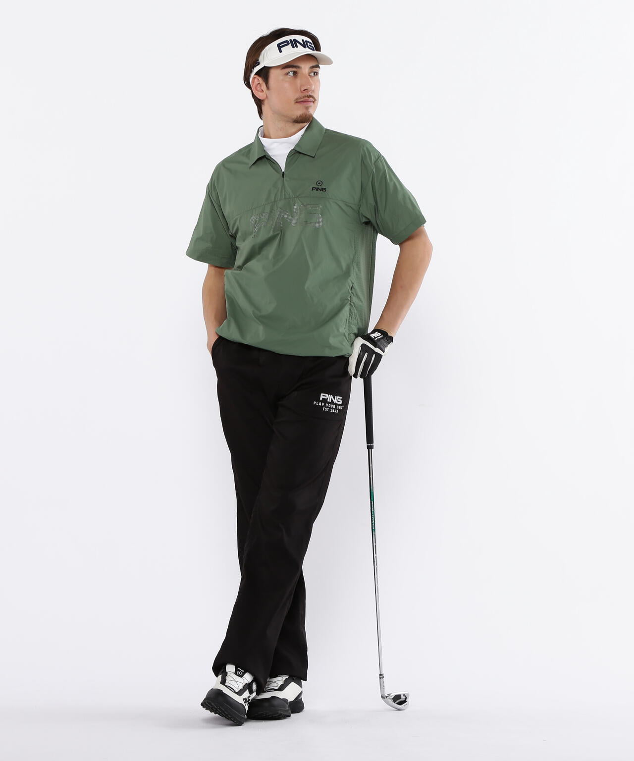 【PING APPAREL】エコブルー半袖ハイネックシャツ ＜PERFORMANCE＞ (MENS)