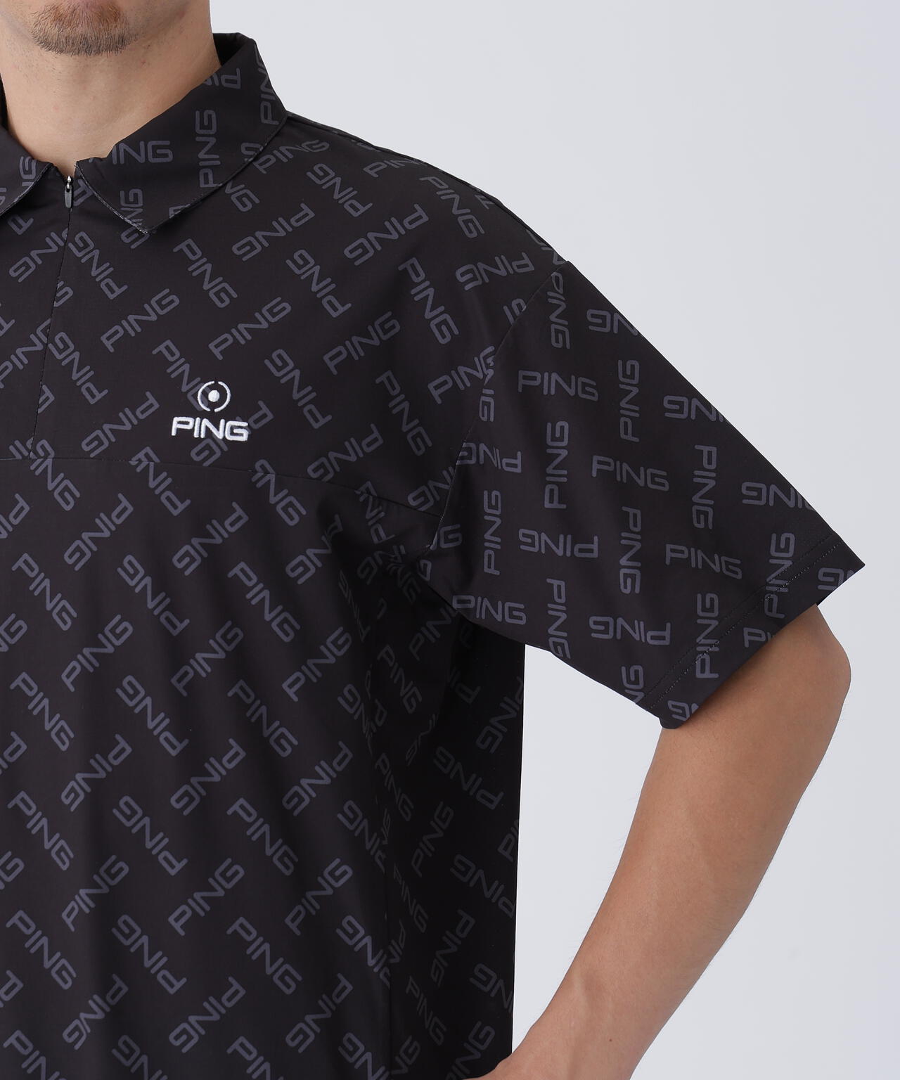 PING APPAREL】ドットメッシュハーフジップシャツ ＜EARLY