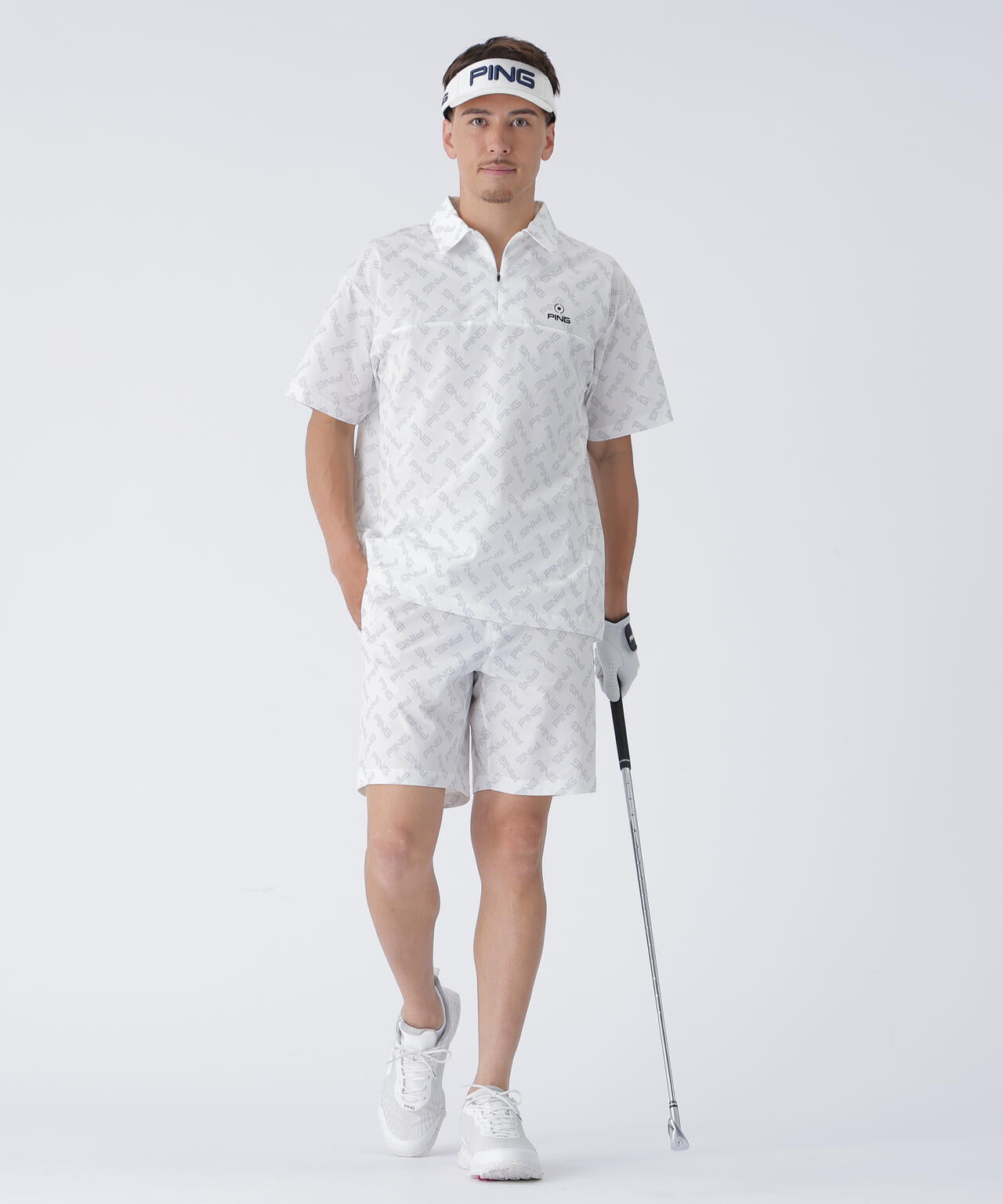 PING APPAREL】ドットメッシュハーフジップシャツ ＜EARLY