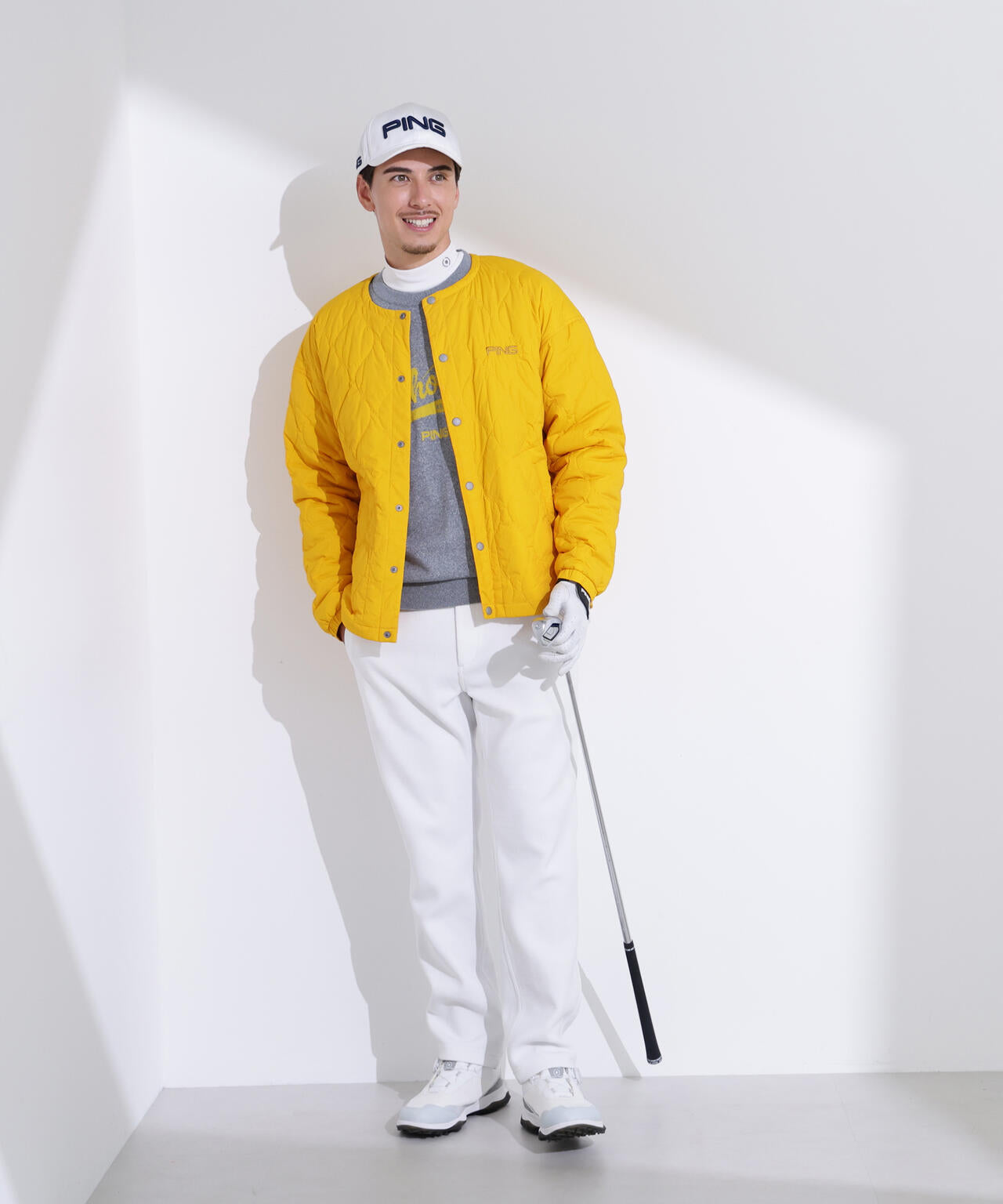 【PING APPAREL】ストレッチタフタキルティングノーカラーブルゾン ＜NATIVE＞ (MENS)