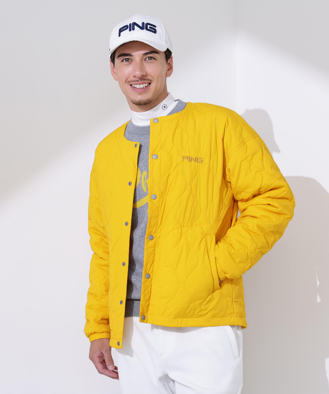 【PING APPAREL】ストレッチタフタキルティングノーカラーブルゾン ＜NATIVE＞ (MENS)