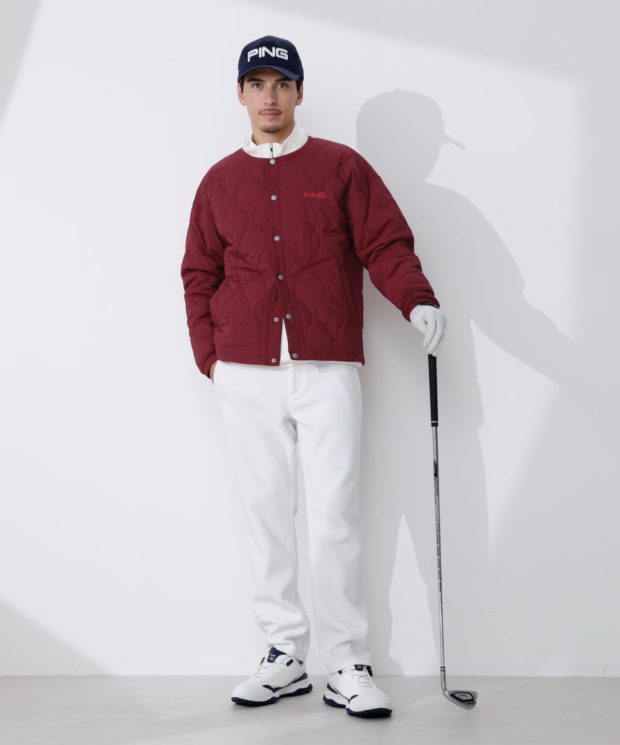 【PING APPAREL】ストレッチタフタキルティングノーカラーブルゾン ＜NATIVE＞ (MENS)