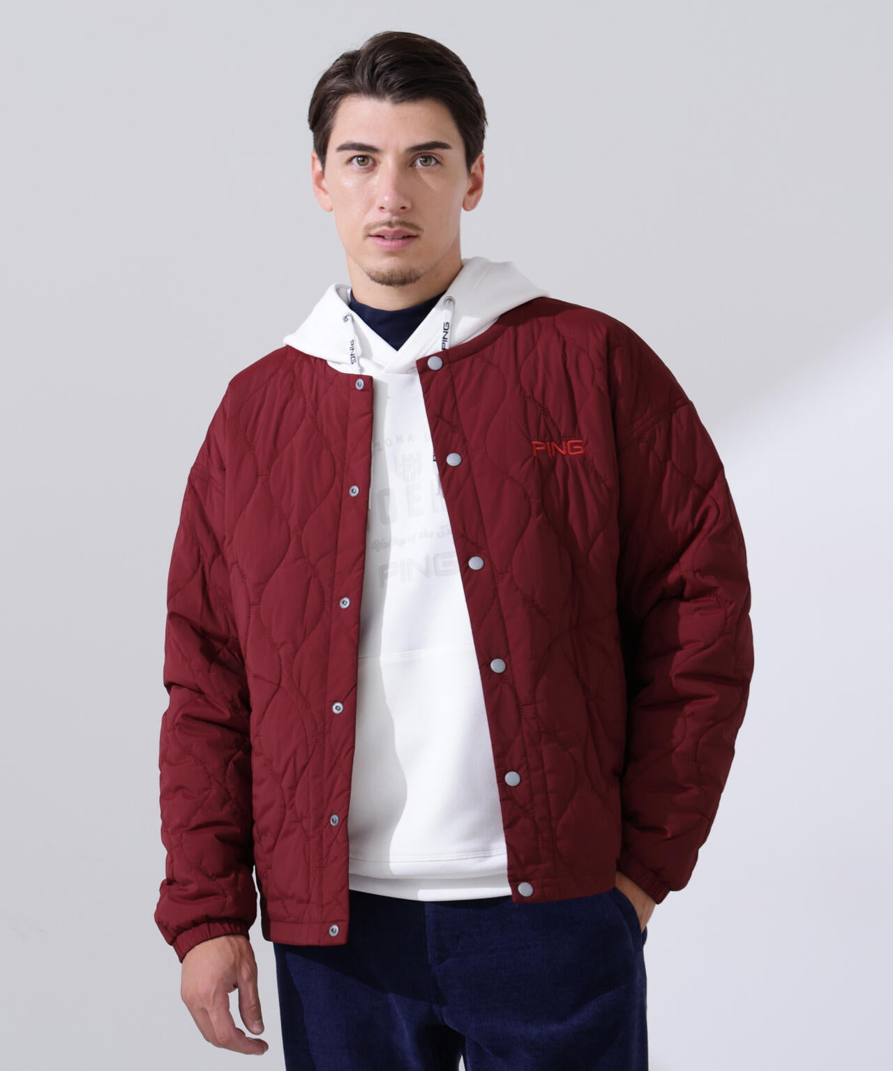 【PING APPAREL】ストレッチタフタキルティングノーカラーブルゾン ＜NATIVE＞ (MENS)