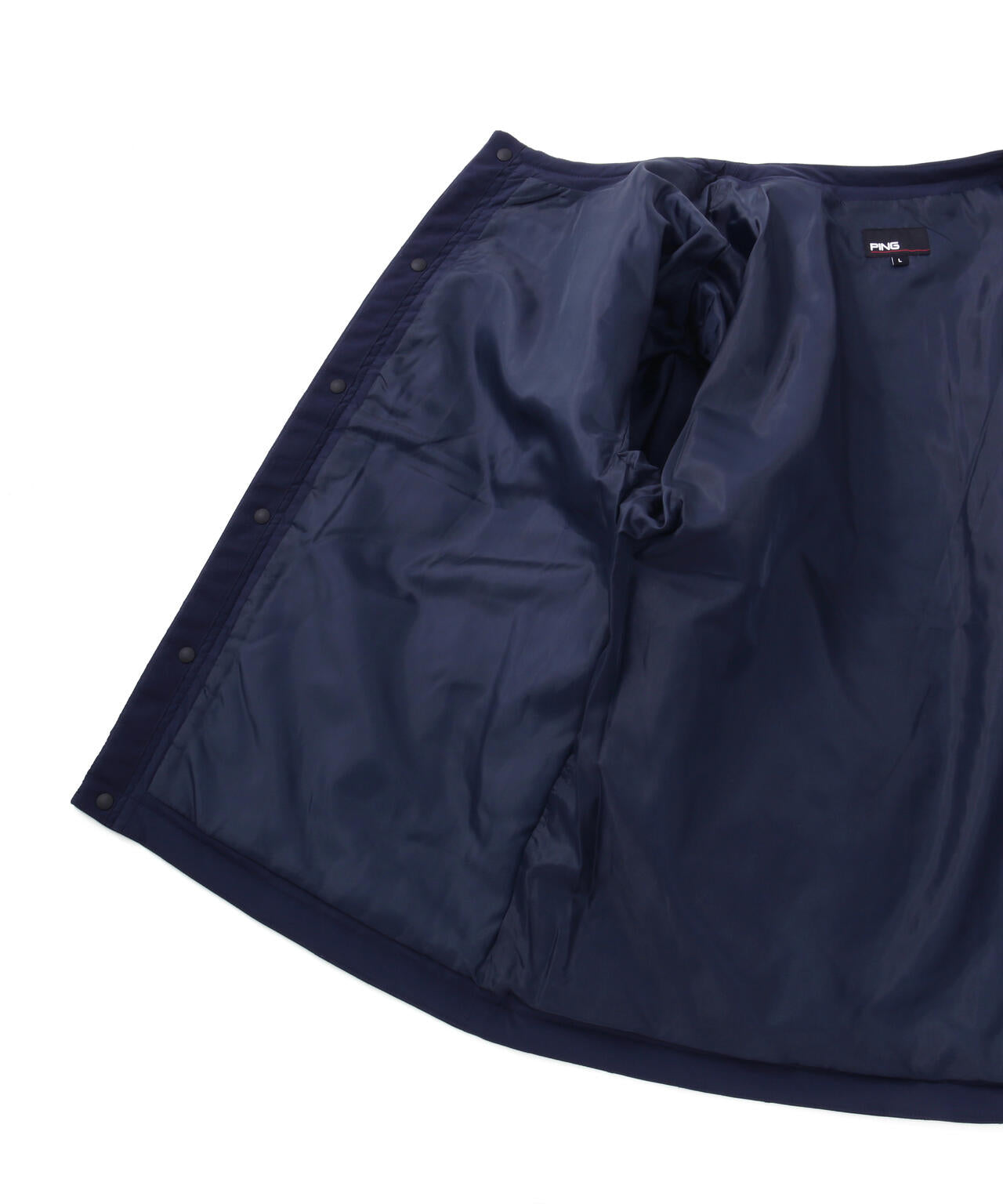 PING APPAREL】ストレッチタフタキルティングノーカラーブルゾン