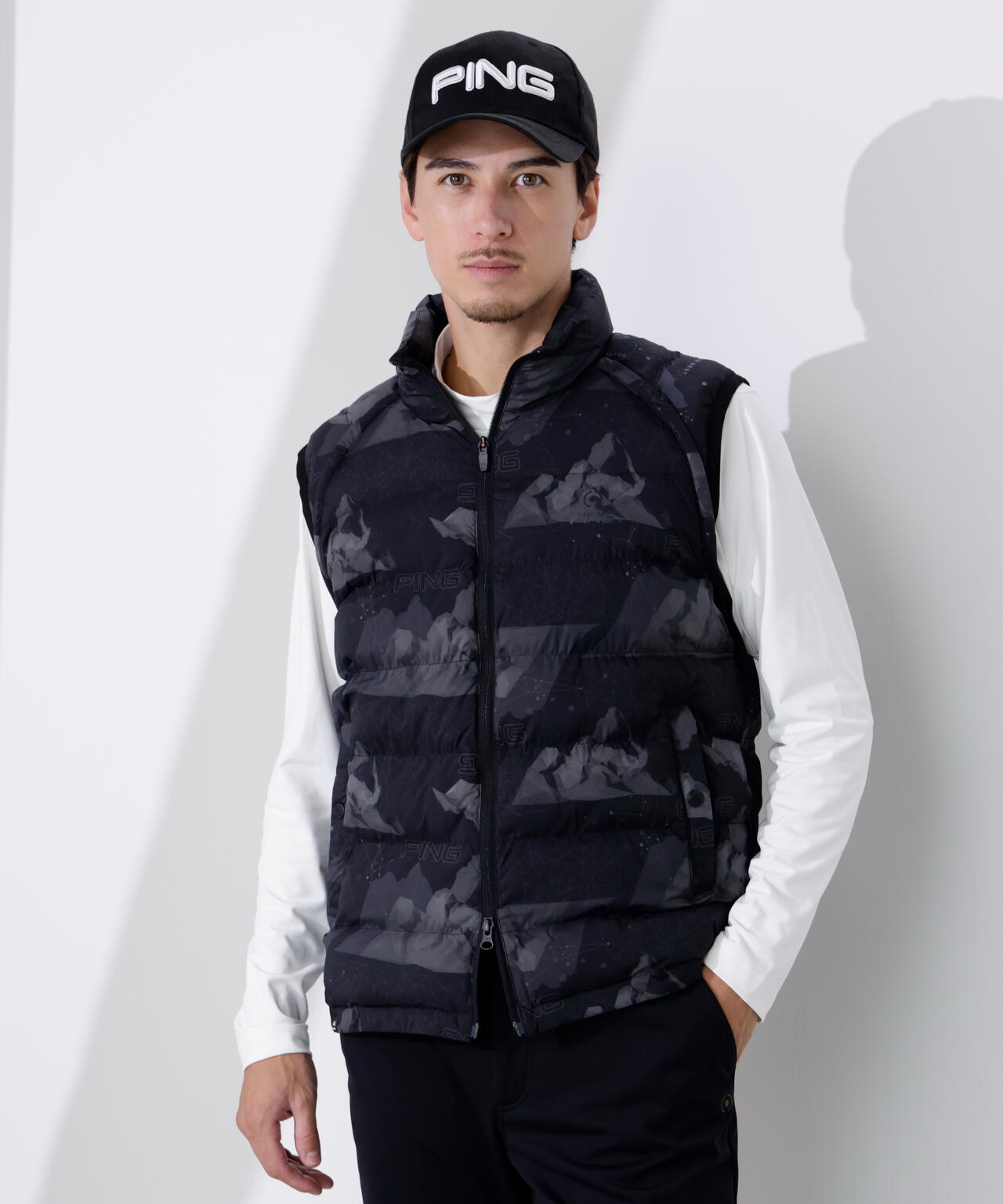 【PING APPAREL】全方向ストレッチ接結ボーダー2WAY中綿ブルゾン ＜PERFORMANCE＞ (MENS)