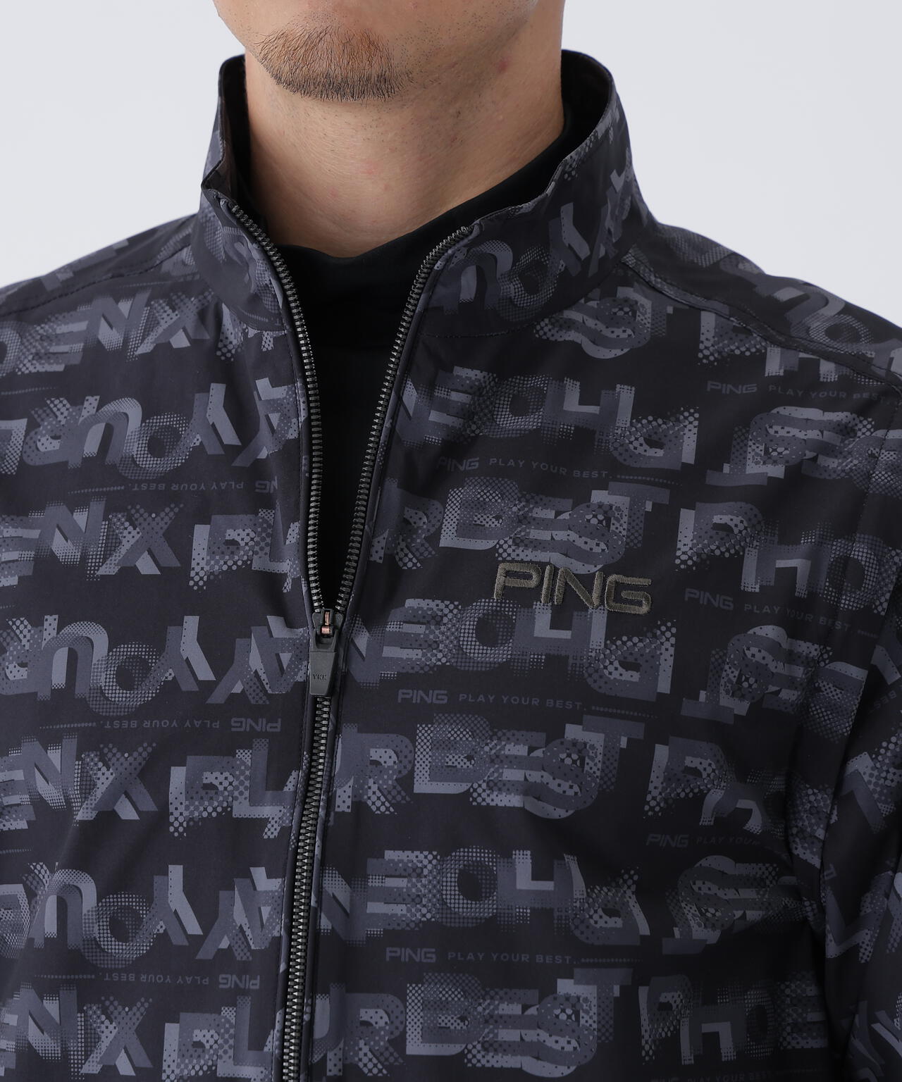 【新品】 PING ピン ロゴ フルジップ ジャケット アウター ブラック M 新品】 PING ピン ロゴ フルジップ ジャケット アウター