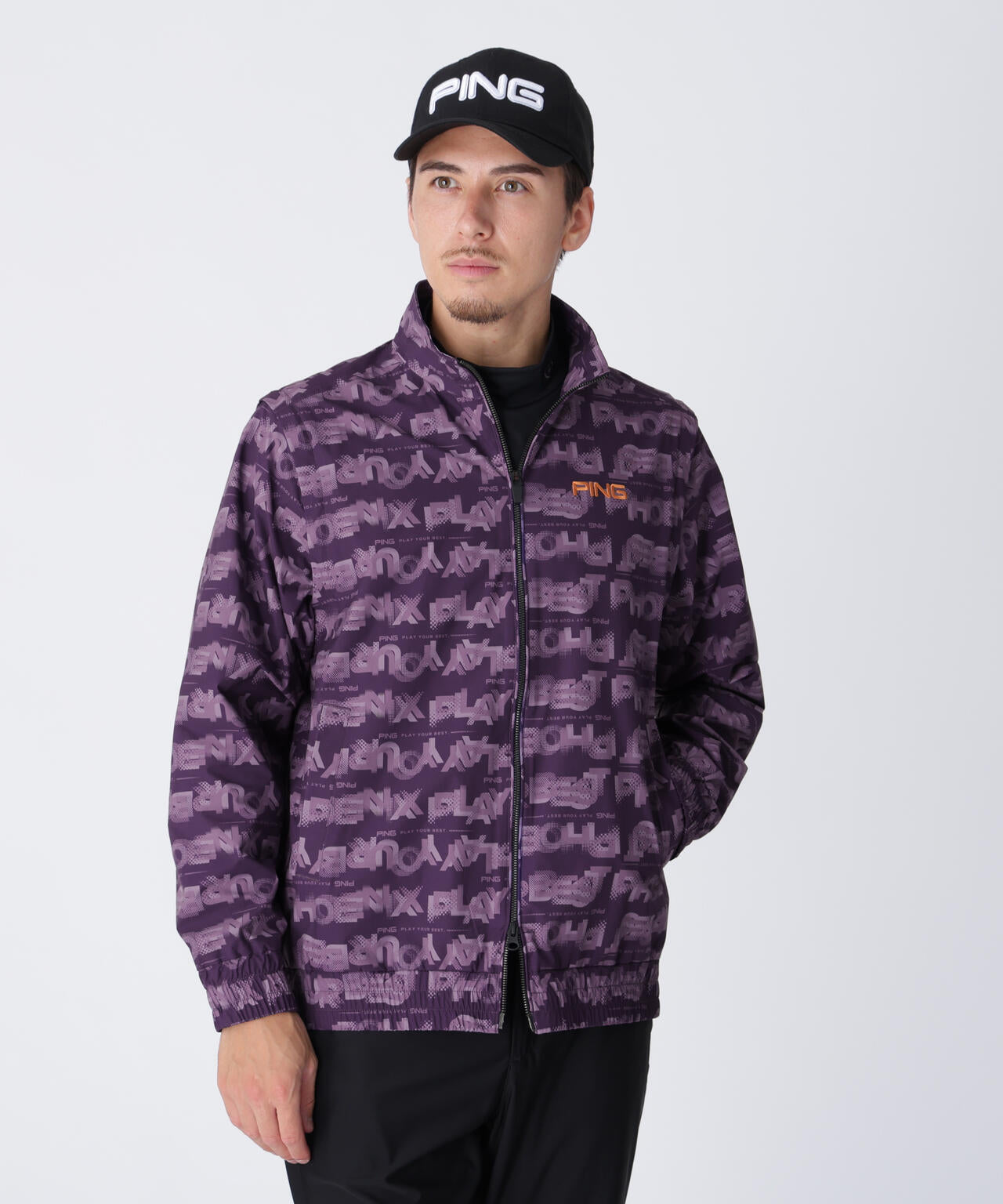 新品タグ付き未使用　PING フルジップ総柄ブルゾン PING APPAREL】2WAYドットグラデーションスタンドブルゾン