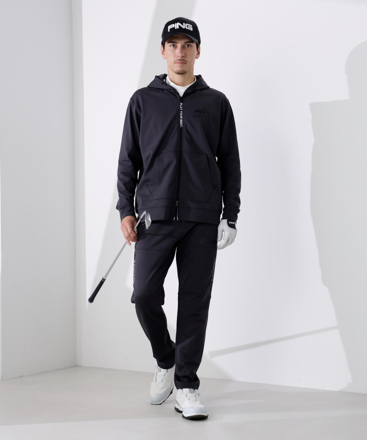 PING APPAREL】全方向ストレッチ裏起毛ダンボールニットテーパード