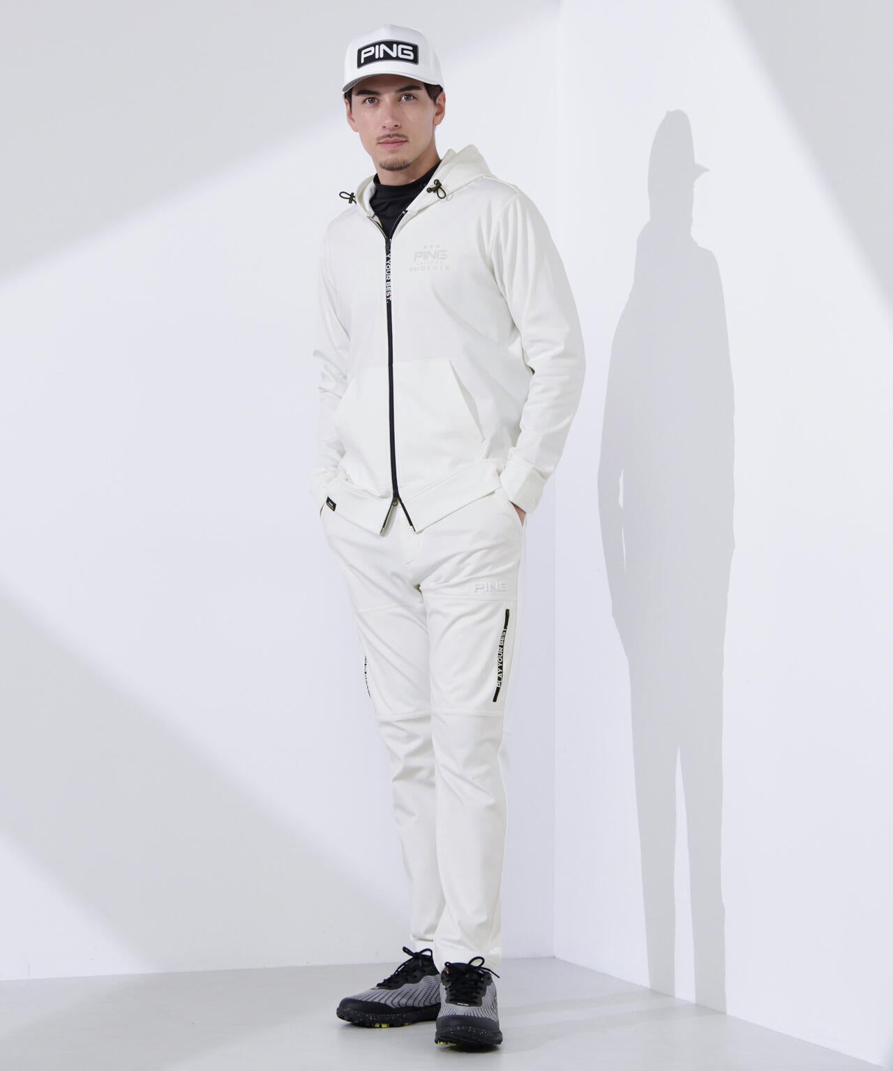 PING APPAREL】全方向ストレッチ裏起毛ダンボールニットテーパード