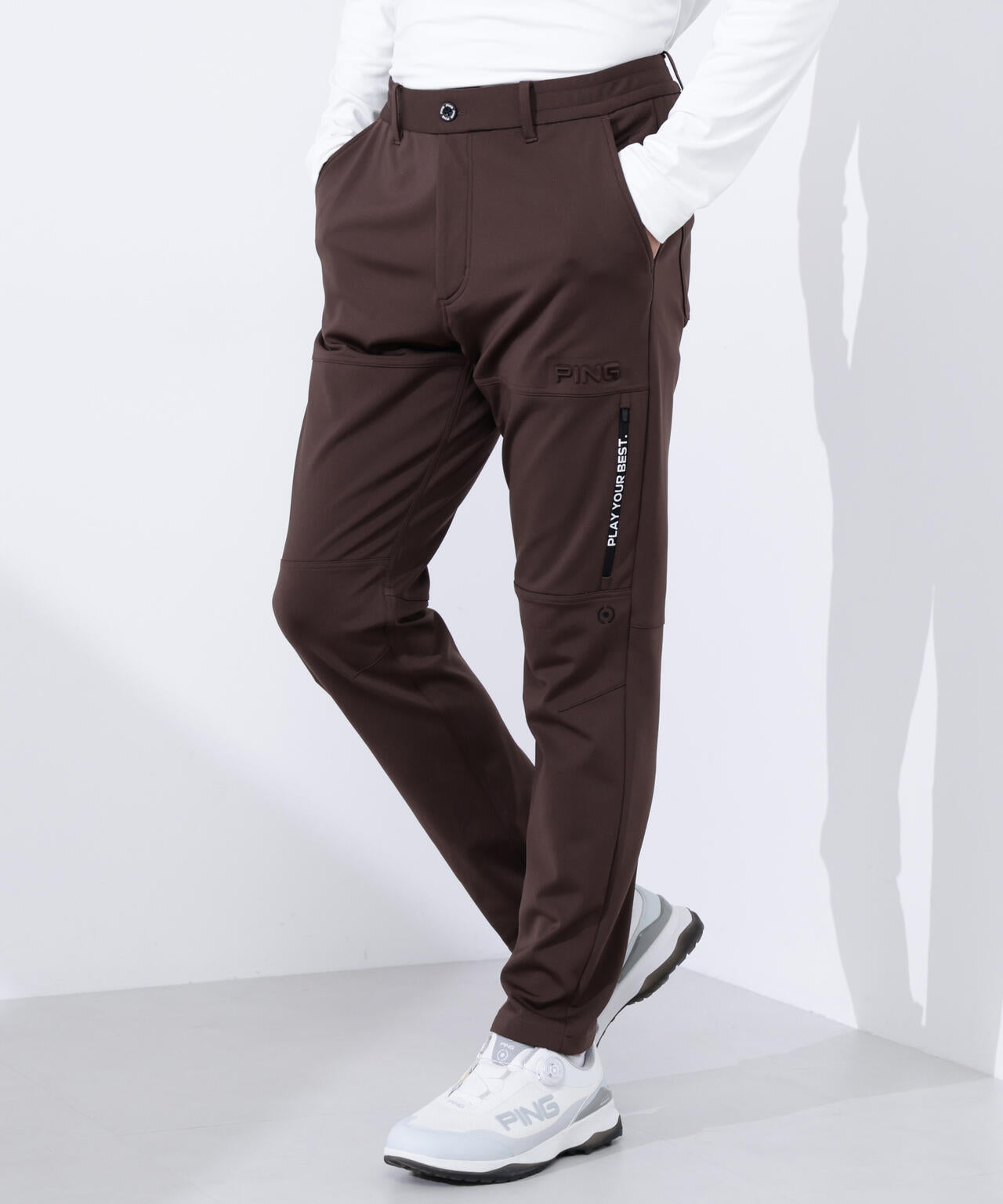 PING APPAREL】全方向ストレッチ裏起毛ダンボールニットテーパード