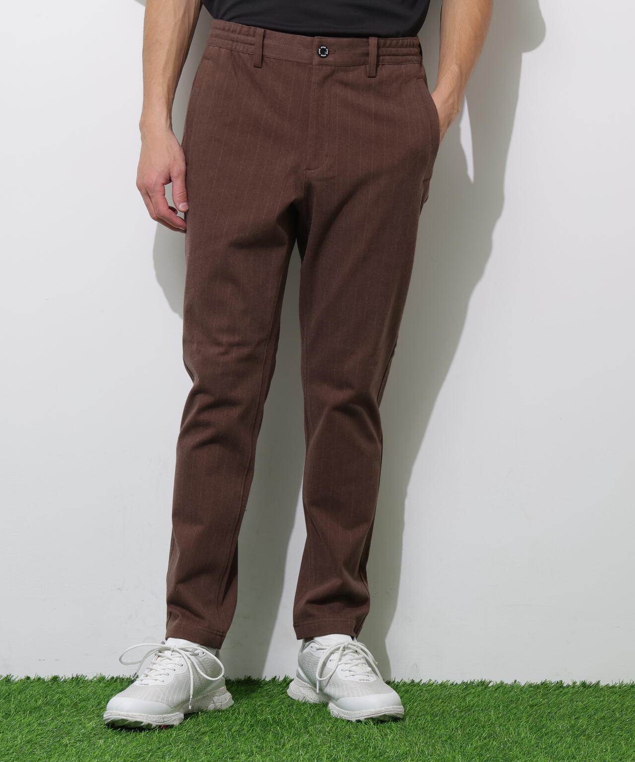 PING APPAREL】全方向ストレッチ ピンストライプテーパードパンツ