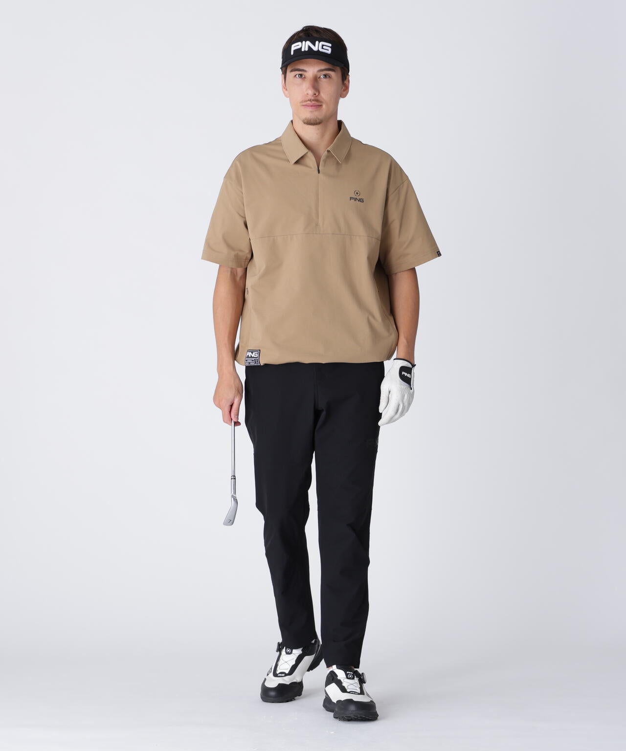 【PING APPAREL】全方向ストレッチ ダブルフェイスヒザ切替テーパードパンツ ＜GOLD＞ (MENS)