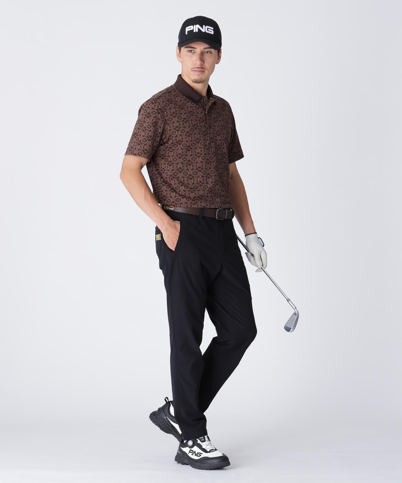 【PING APPAREL】全方向ストレッチ ダブルフェイスヒザ切替テーパードパンツ ＜GOLD＞ (MENS)