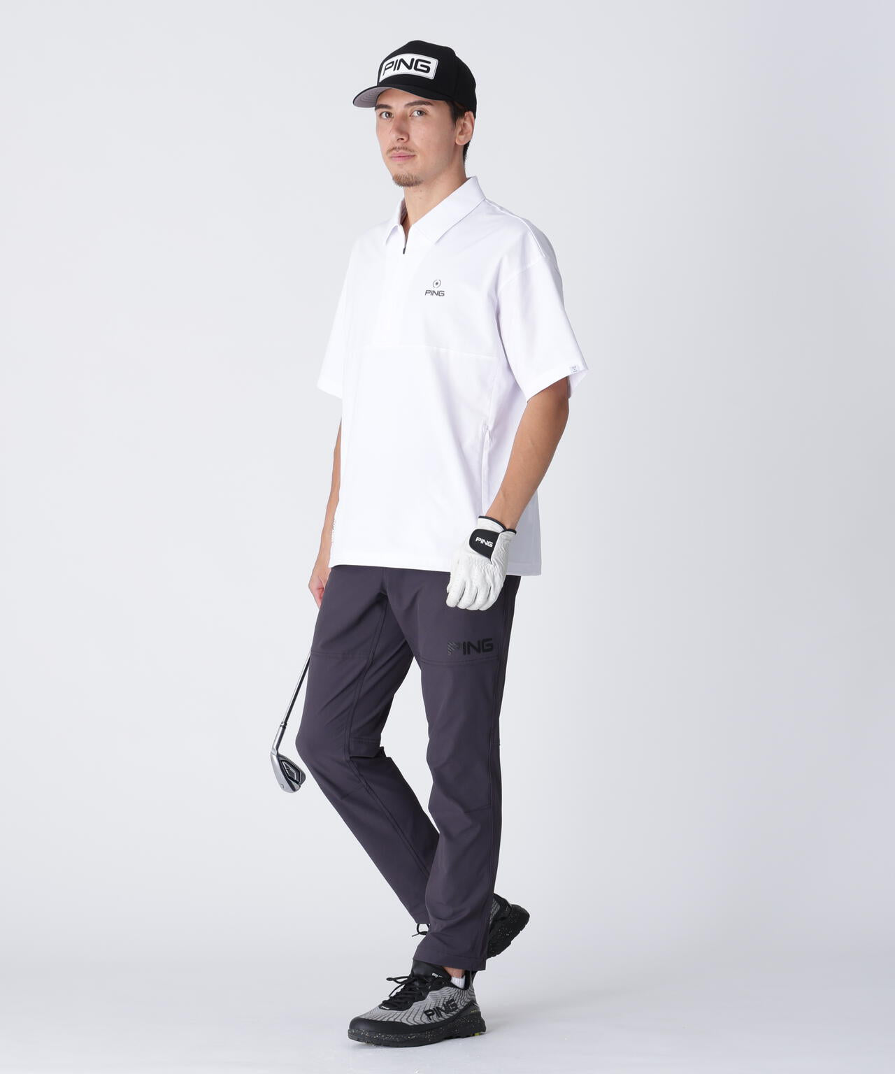 【PING APPAREL】全方向ストレッチ ダブルフェイスヒザ切替テーパードパンツ ＜GOLD＞ (MENS)