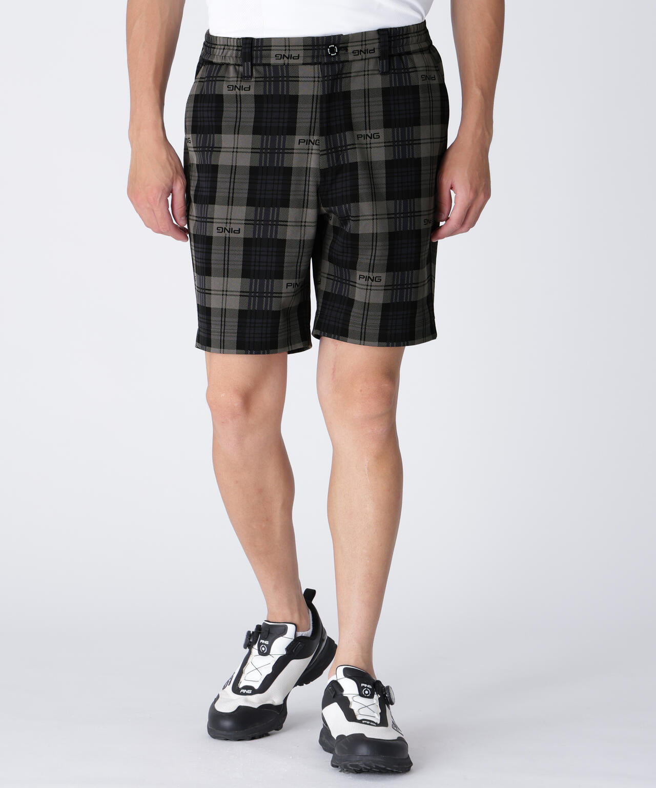 【PING APPAREL】全方向ストレッチブラックウォッチショートパンツ ＜GOLD＞ (MENS)