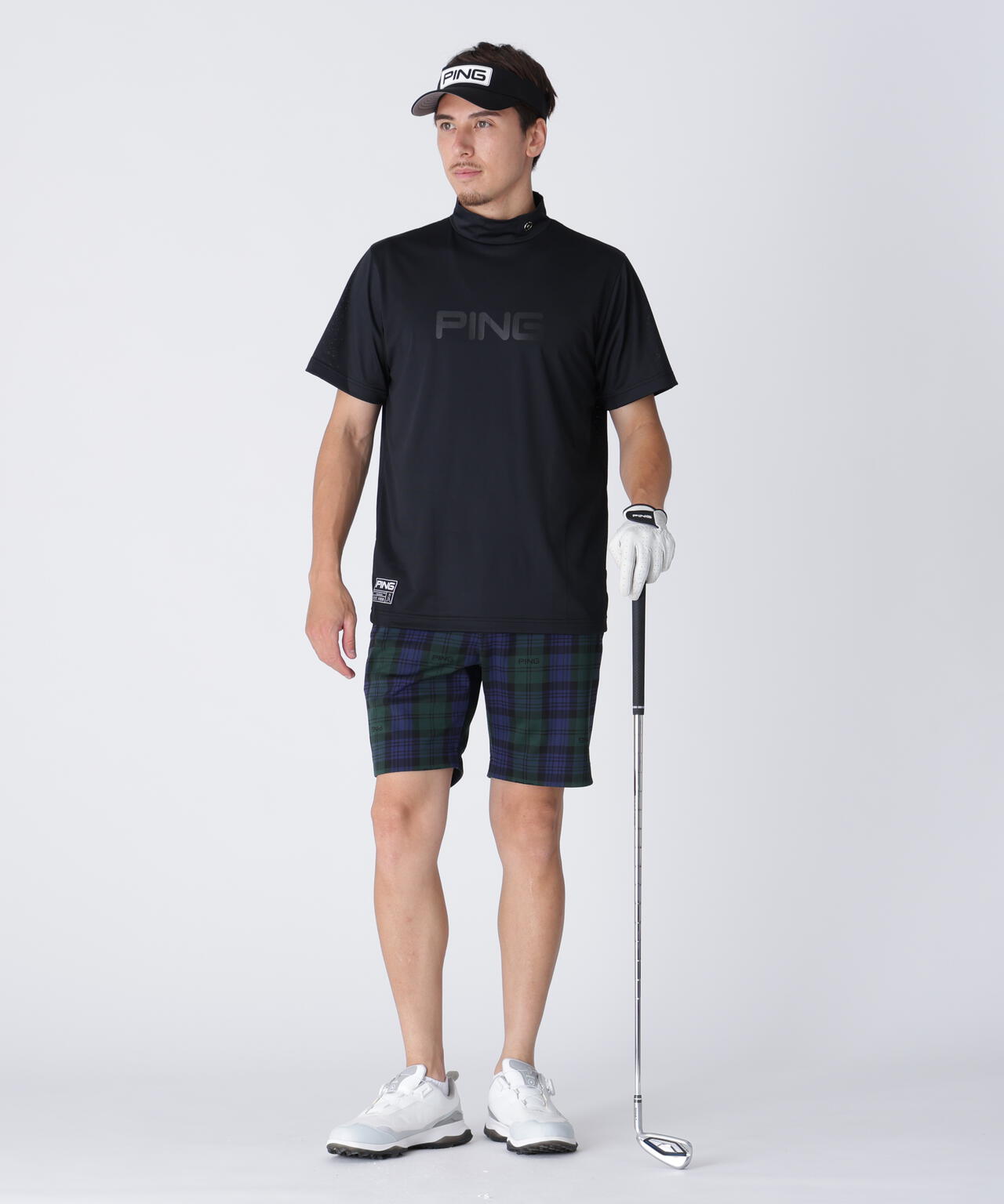 【PING APPAREL】全方向ストレッチブラックウォッチショートパンツ ＜GOLD＞ (MENS)