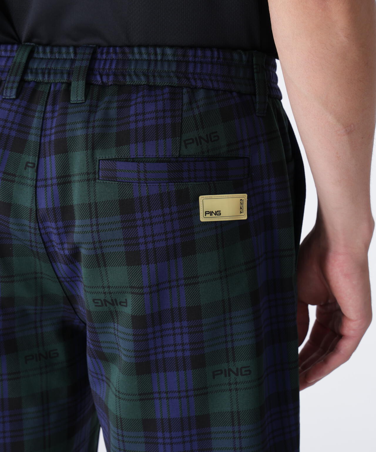 【PING APPAREL】全方向ストレッチブラックウォッチショートパンツ ＜GOLD＞ (MENS)